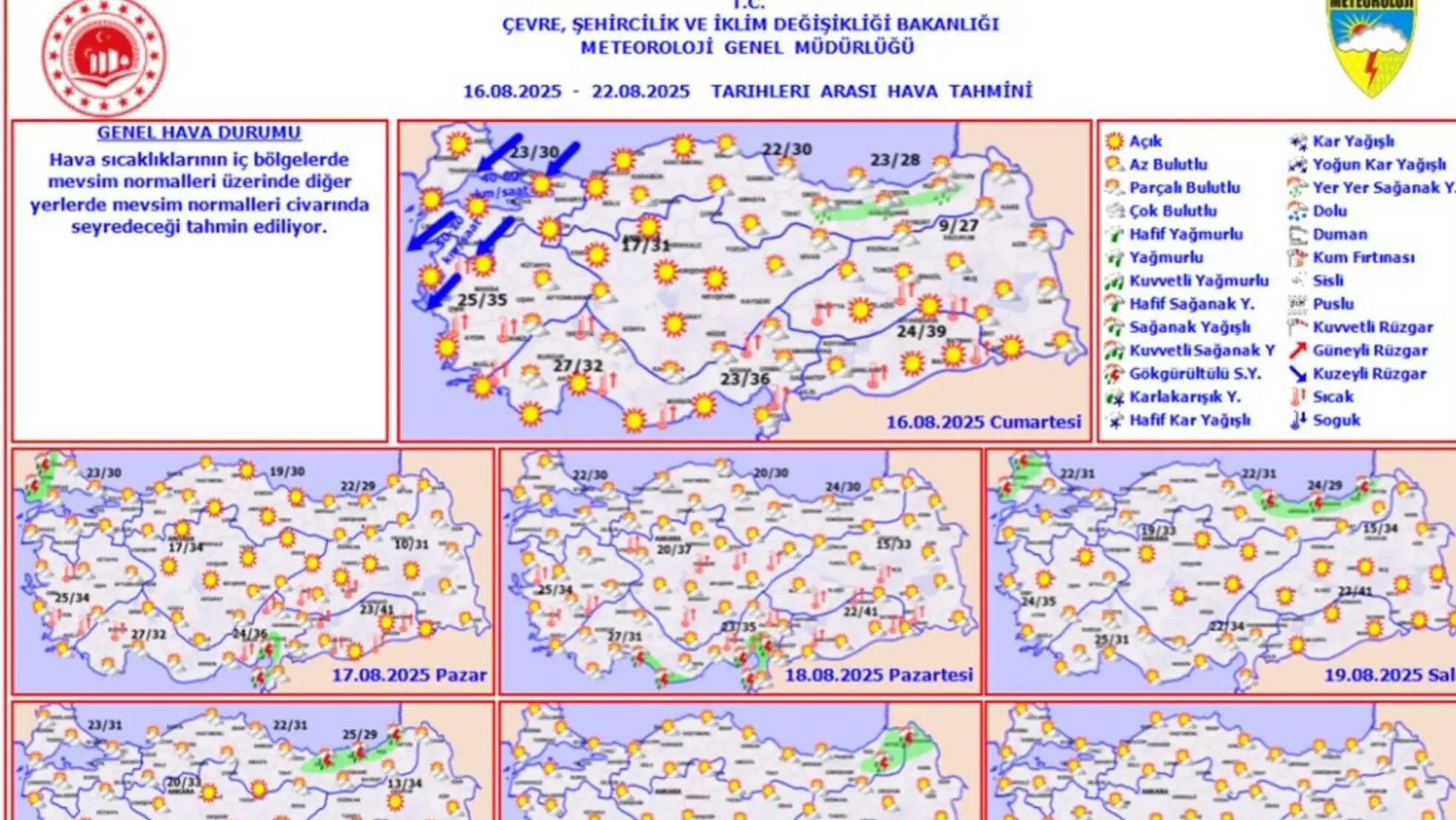 A map showing different weather conditions. A map showing different weather conditions.