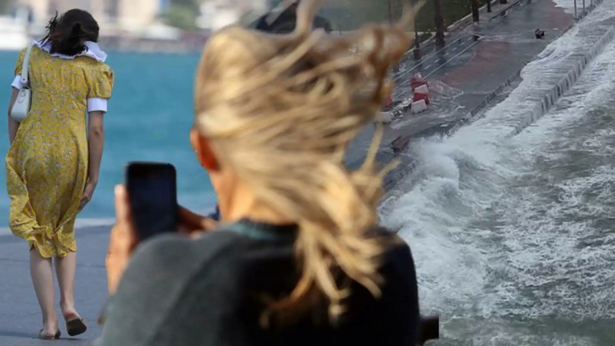 A woman taking a picture of waves. A woman taking a picture of waves.