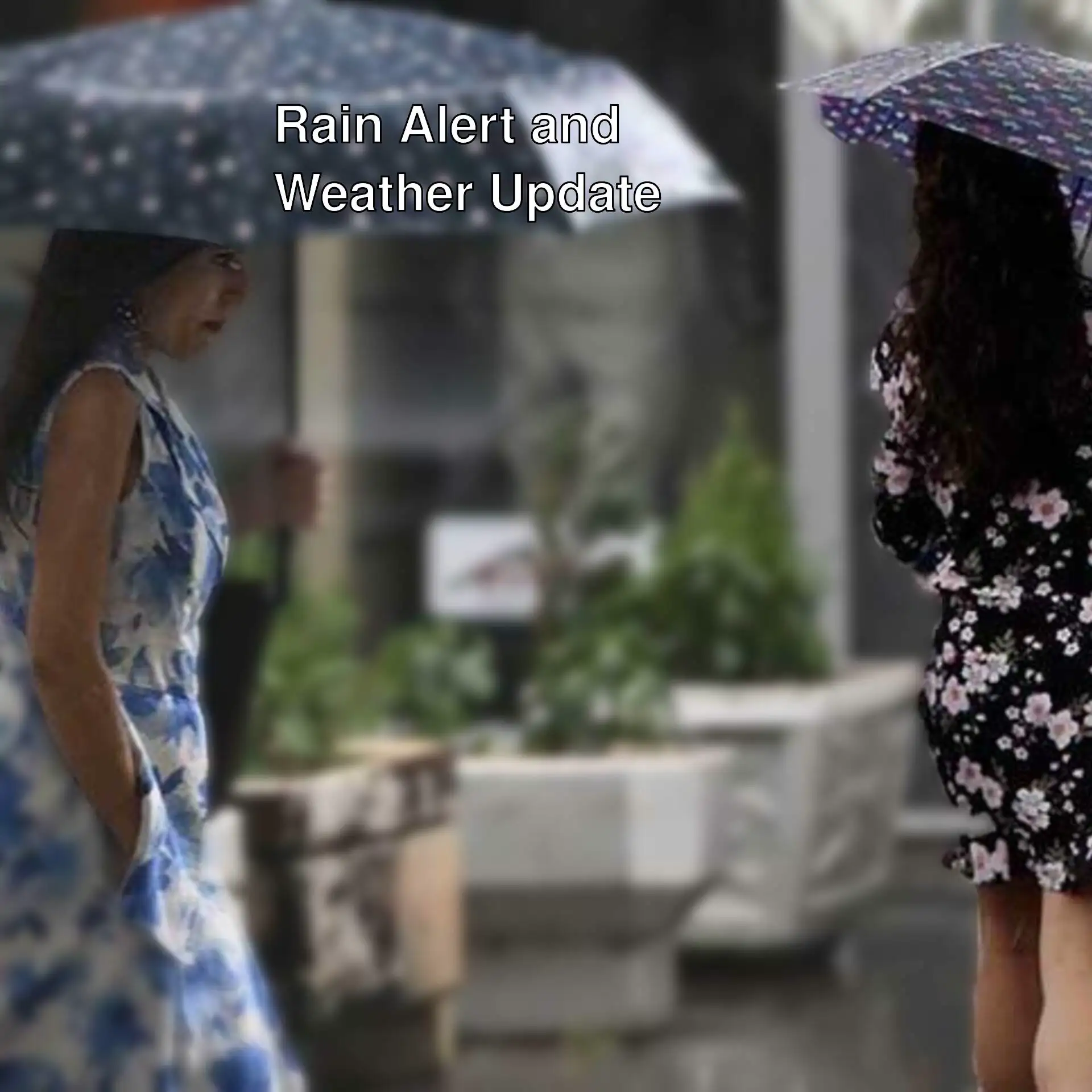 Two women holding umbrellas in the rain in Istanbul. Two women holding umbrellas in the rain in Istanbul.