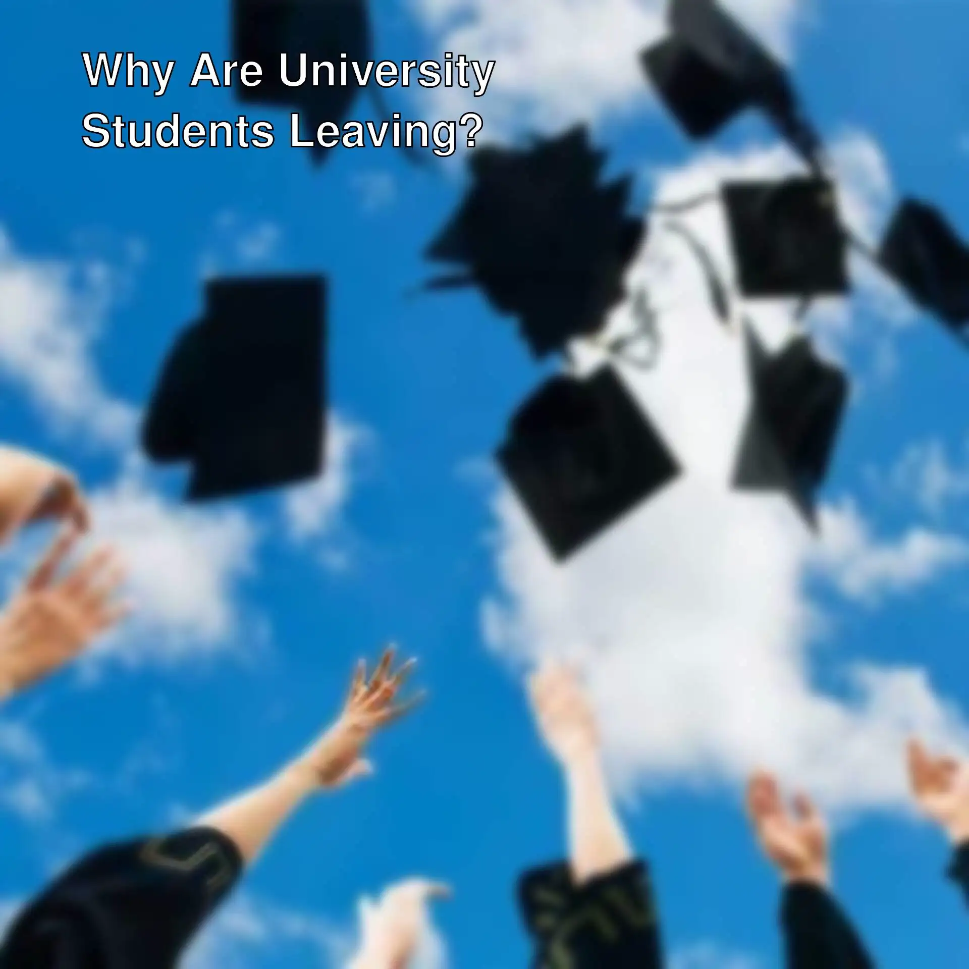 A group of hands reaching for graduation caps in the air. A group of hands reaching for graduation caps in the air.