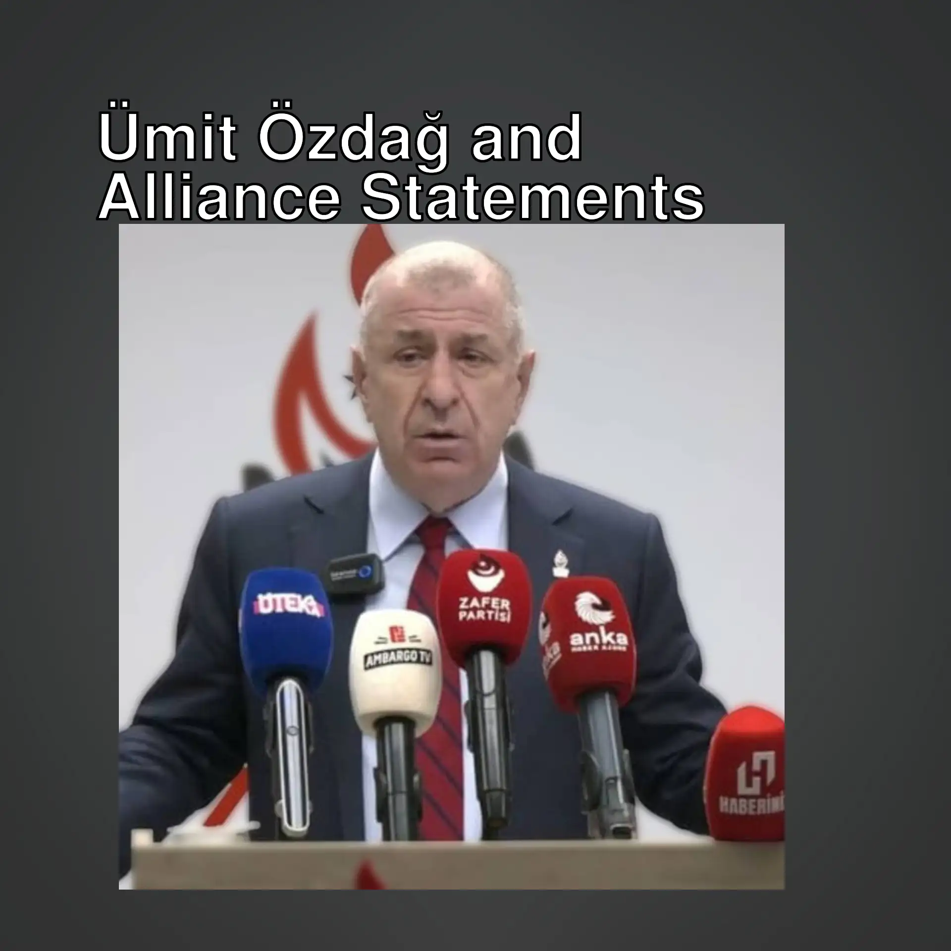 Umit Ozdag speaking into microphones. Umit Ozdag speaking into microphones.
