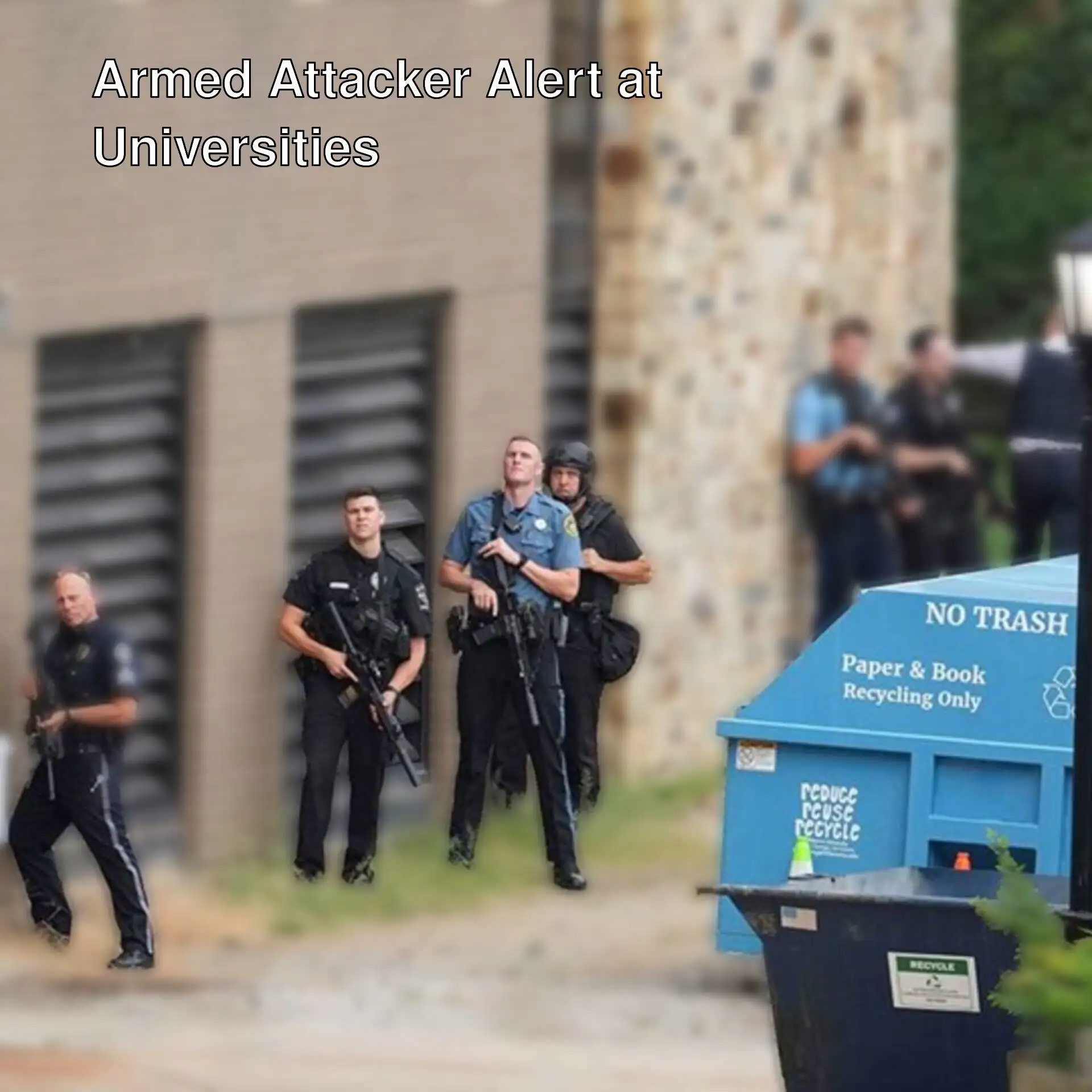 A group of police officers standing in front of a building. A group of police officers standing in front of a building.