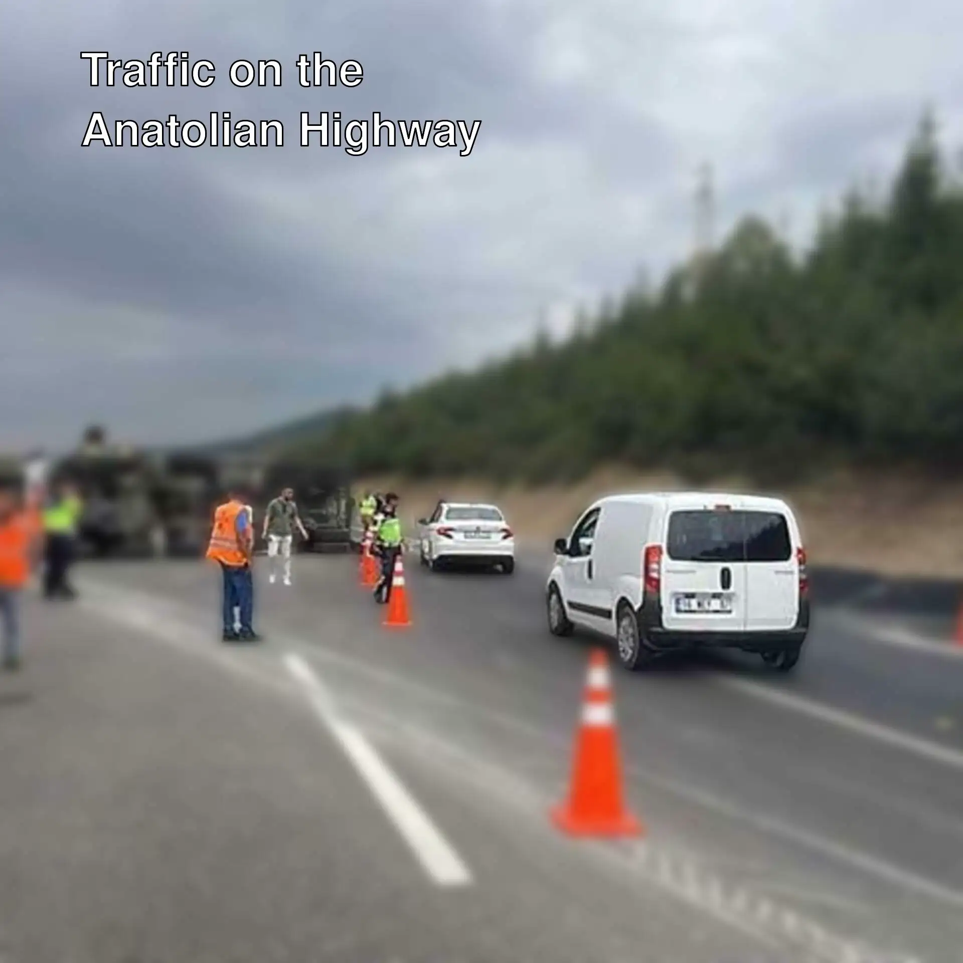 Traffic situation after an accident on the Anatolian Highway. Traffic situation after an accident on the Anatolian Highway.