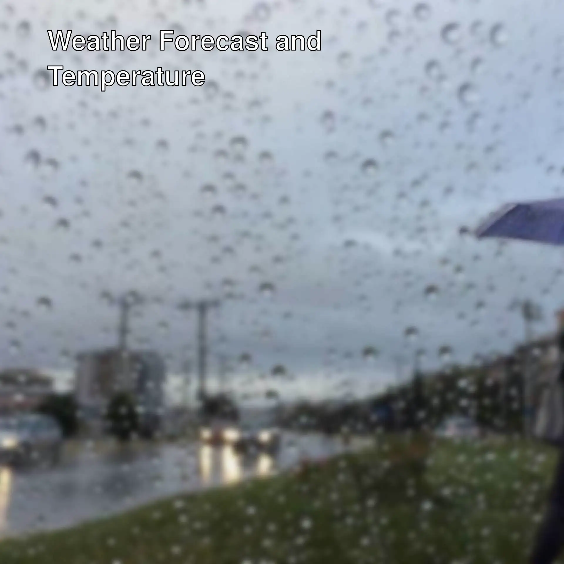A person holding an umbrella on a rainy day.