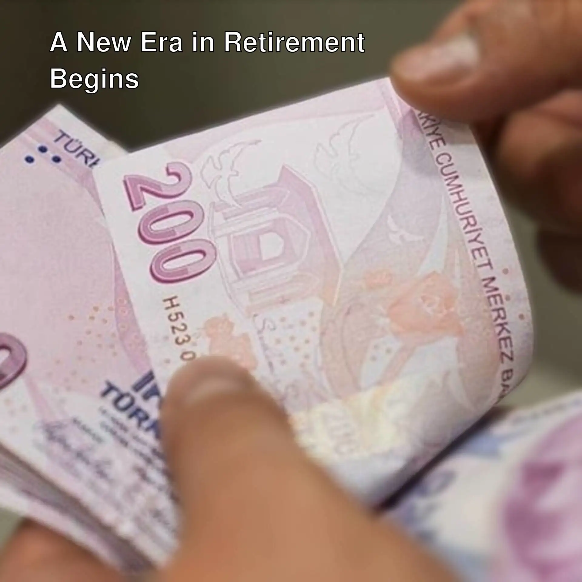 A person holding Turkish currency.