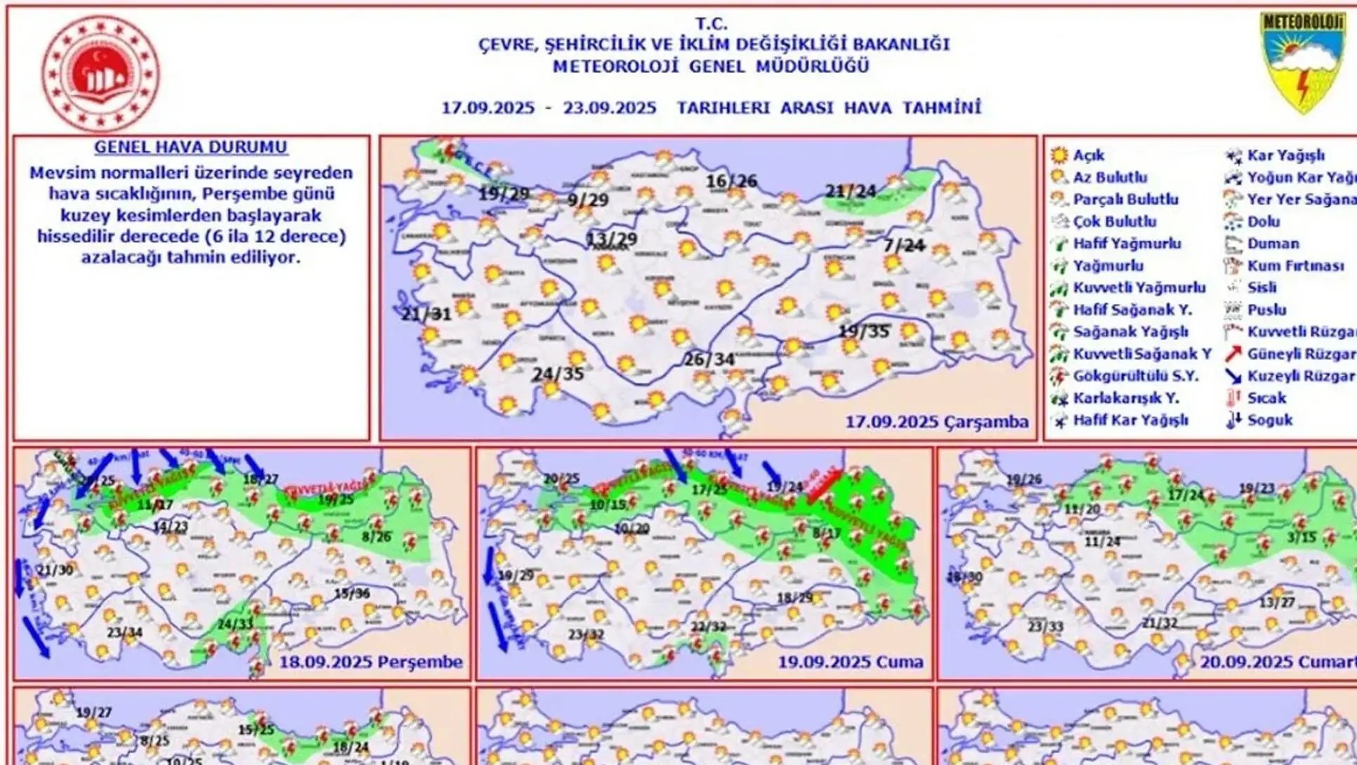 Türkiye hava durumu haritası.