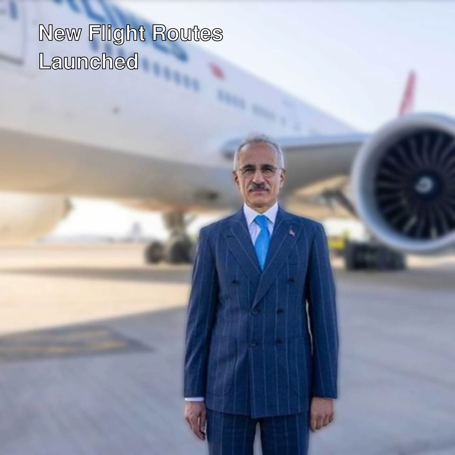 A man providing information about Turkish Airlines' new flights.