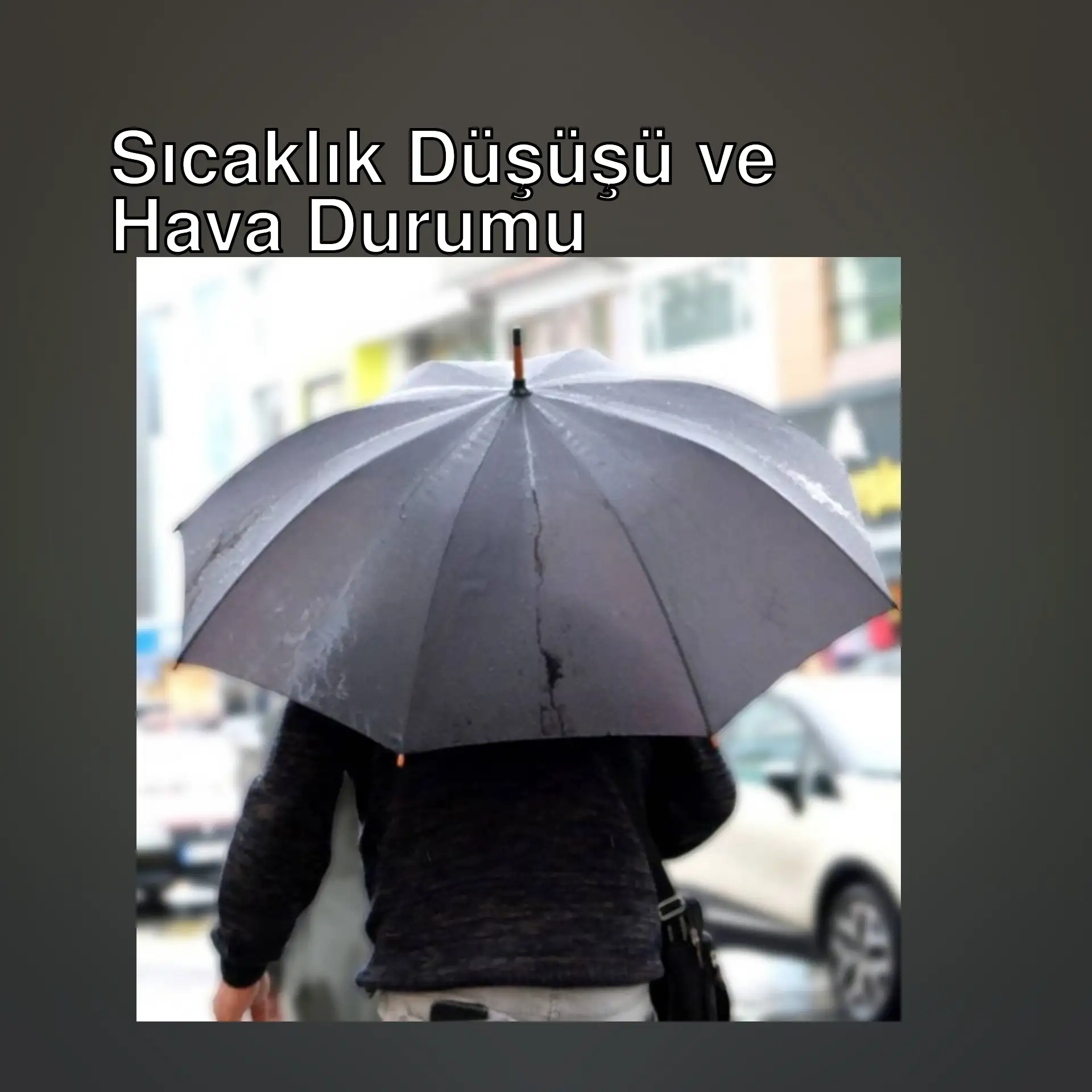 Bir kişi şemsiye tutuyor.
