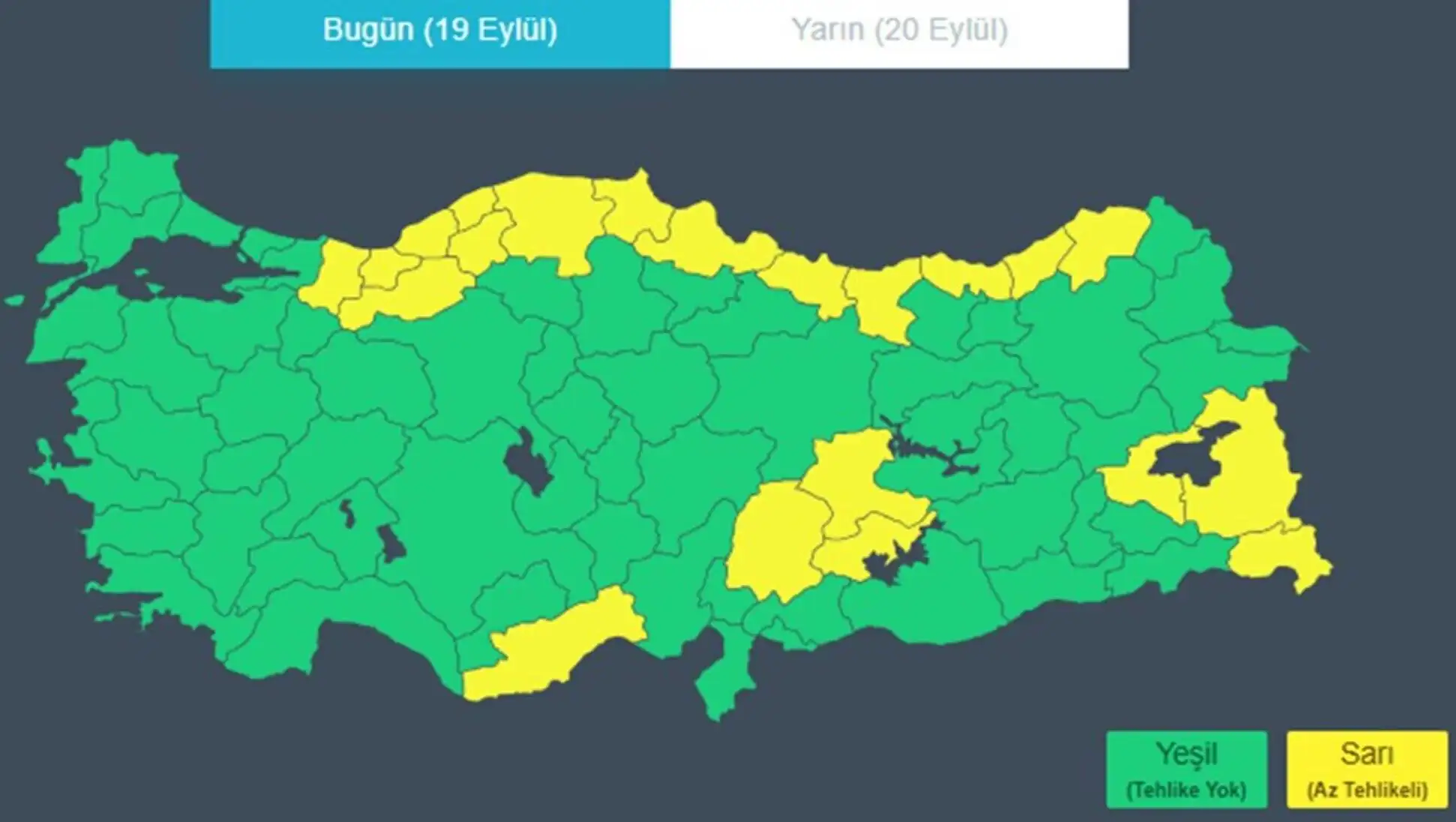 Farklı renklerde alanları gösteren bir harita
