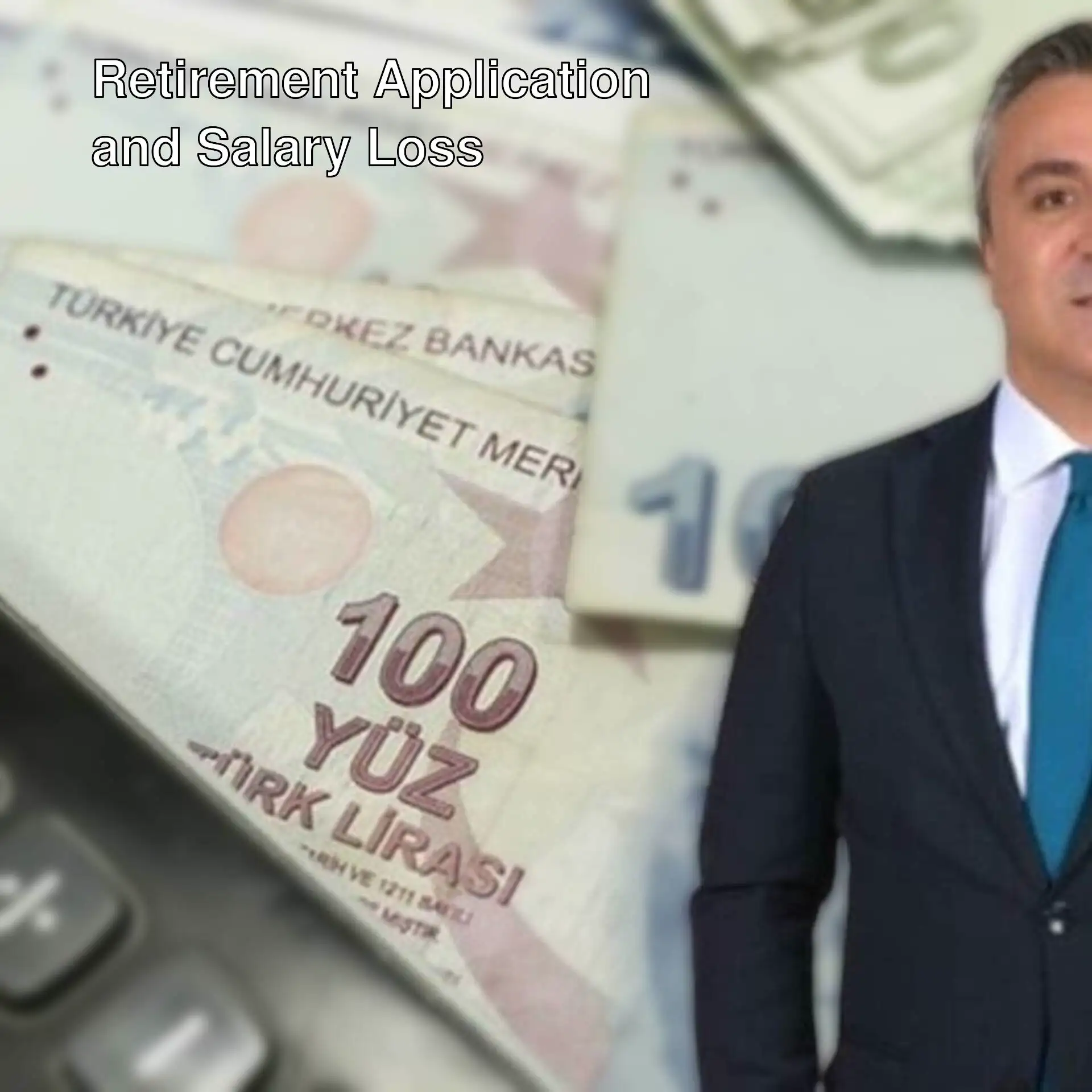 A man in a suit standing next to a pile of money.