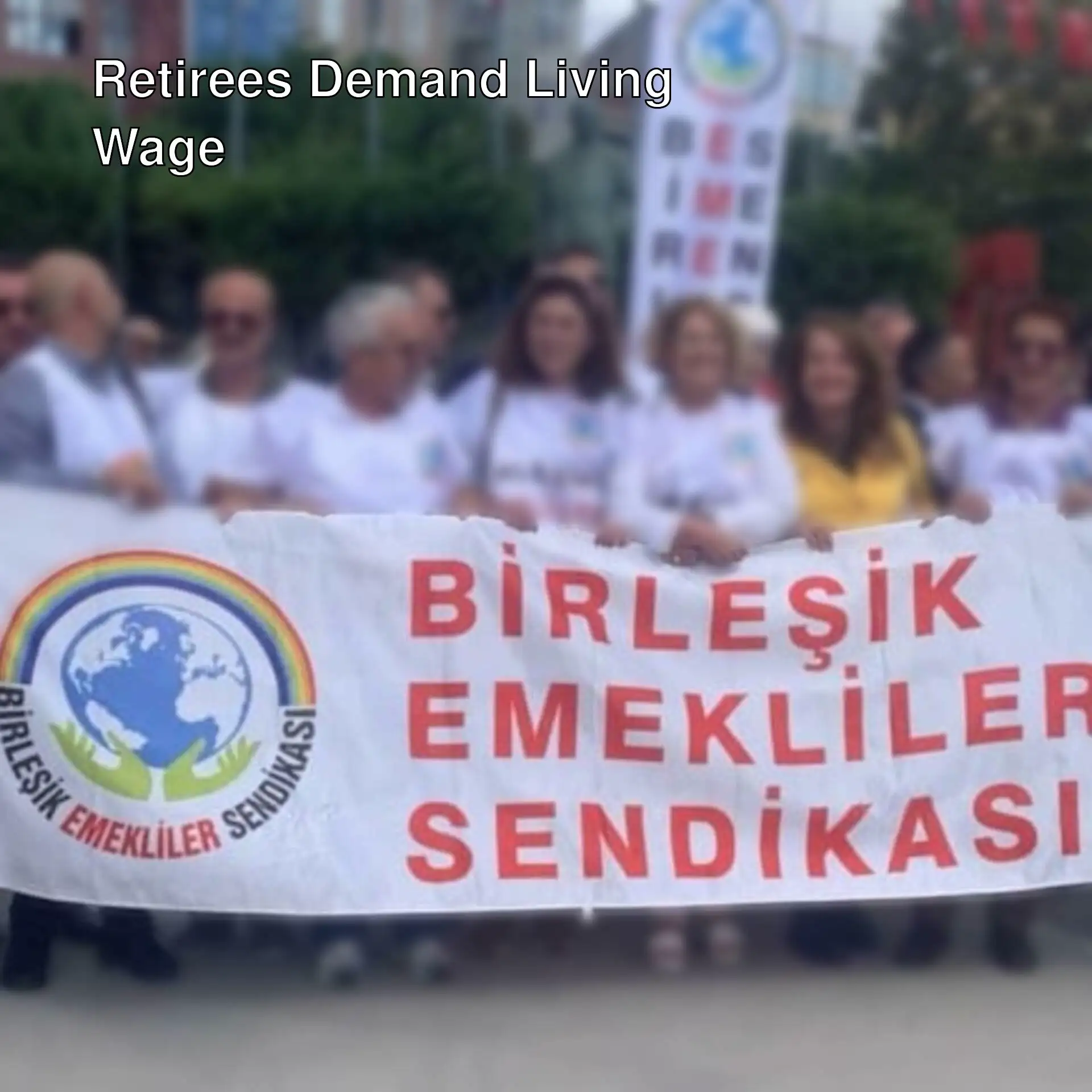Retirees gathered to demand a living wage.