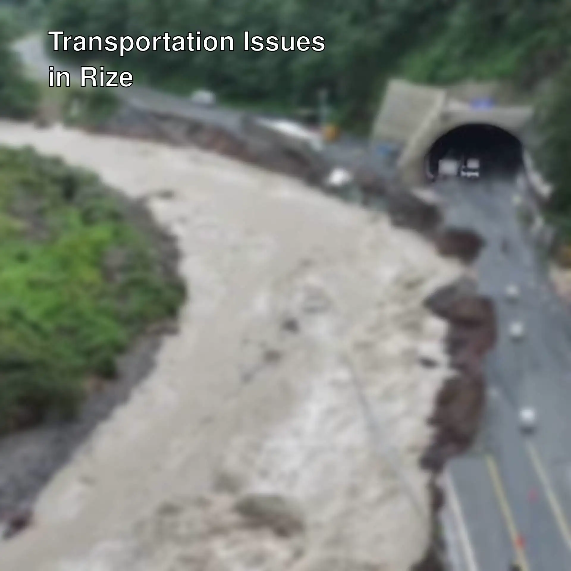 A road with a tunnel and a river.