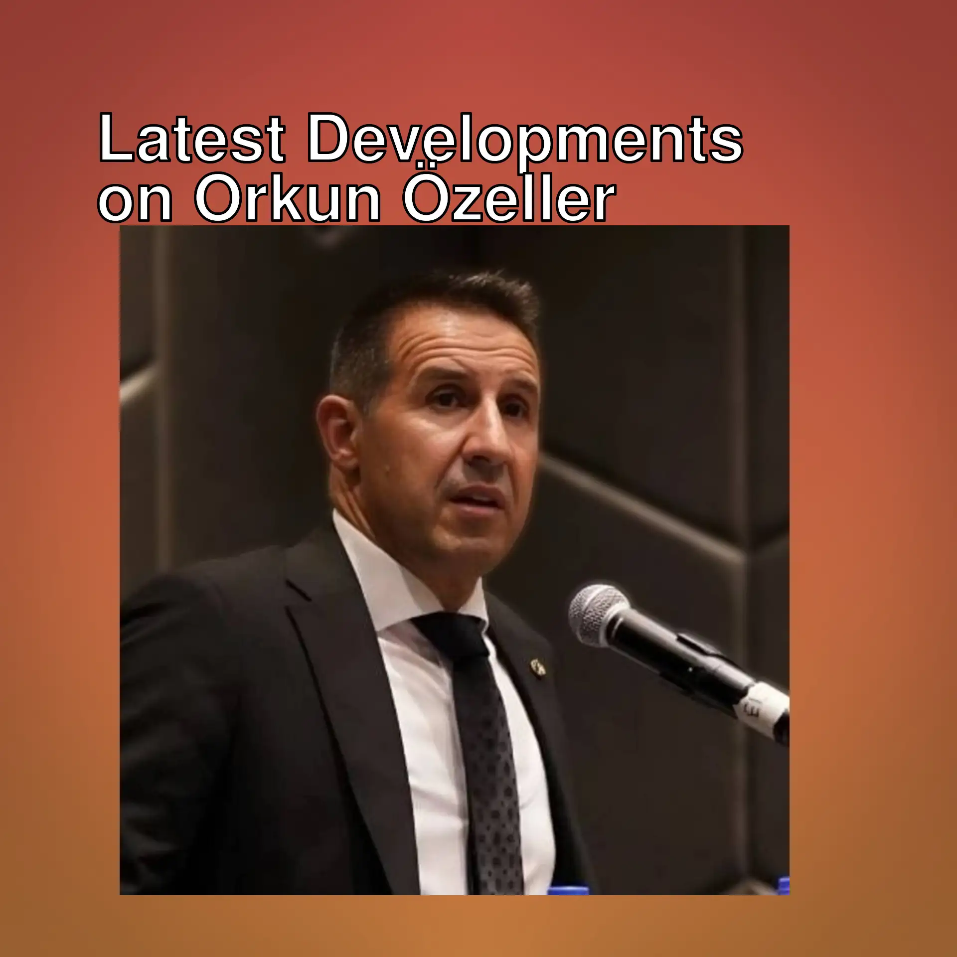 Orkun Özeller speaking at a press conference.