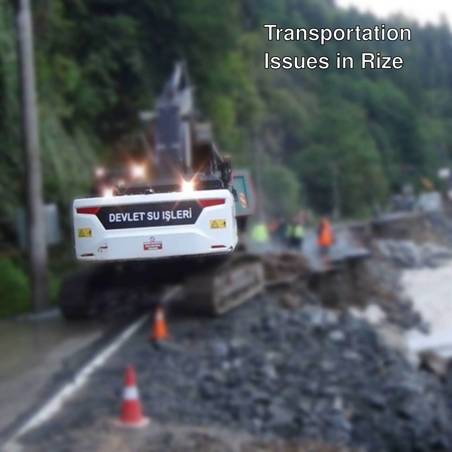 A construction vehicle on a road.