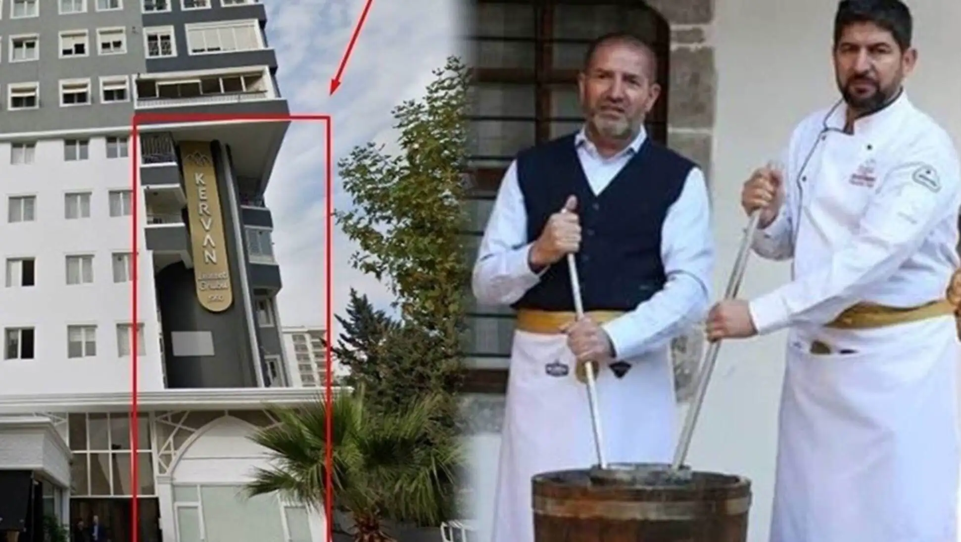 Bir adam bir kova tutuyor.