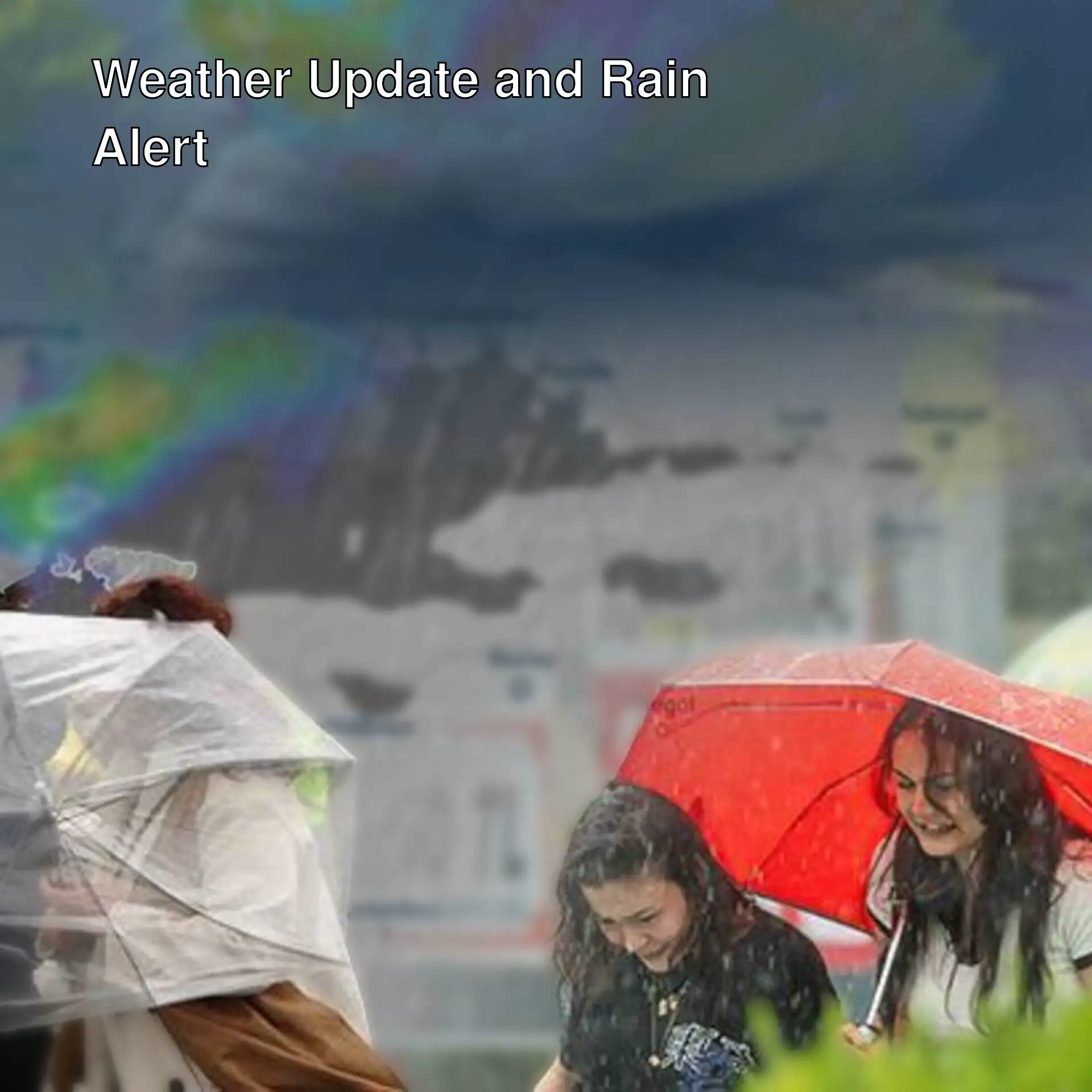 A group of people holding umbrellas in the rain. A group of people holding umbrellas in the rain.