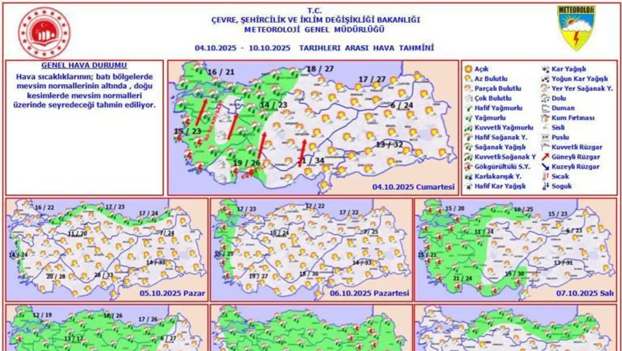 A map showing different weather conditions. A map showing different weather conditions.