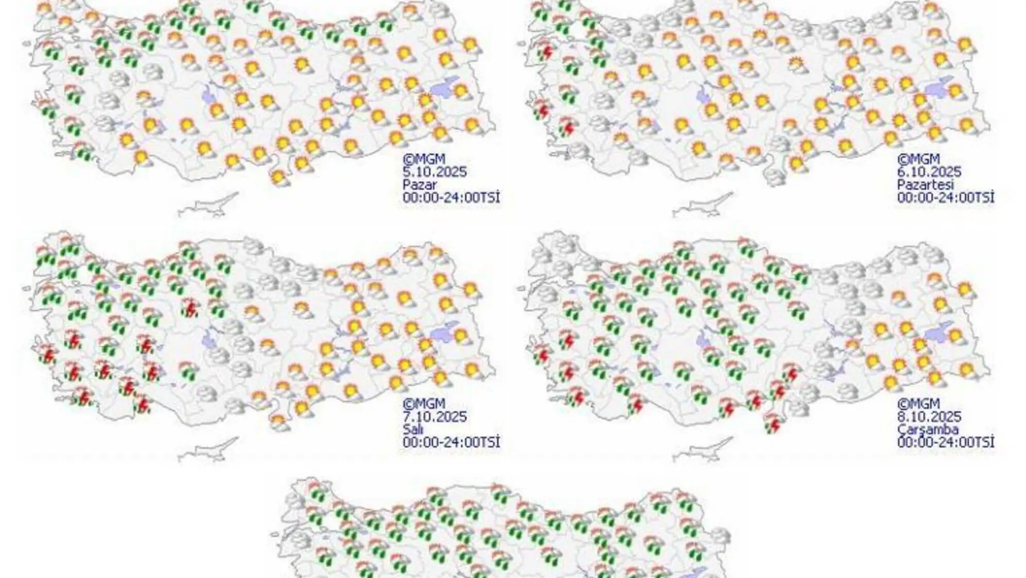Maps with different weather symbols