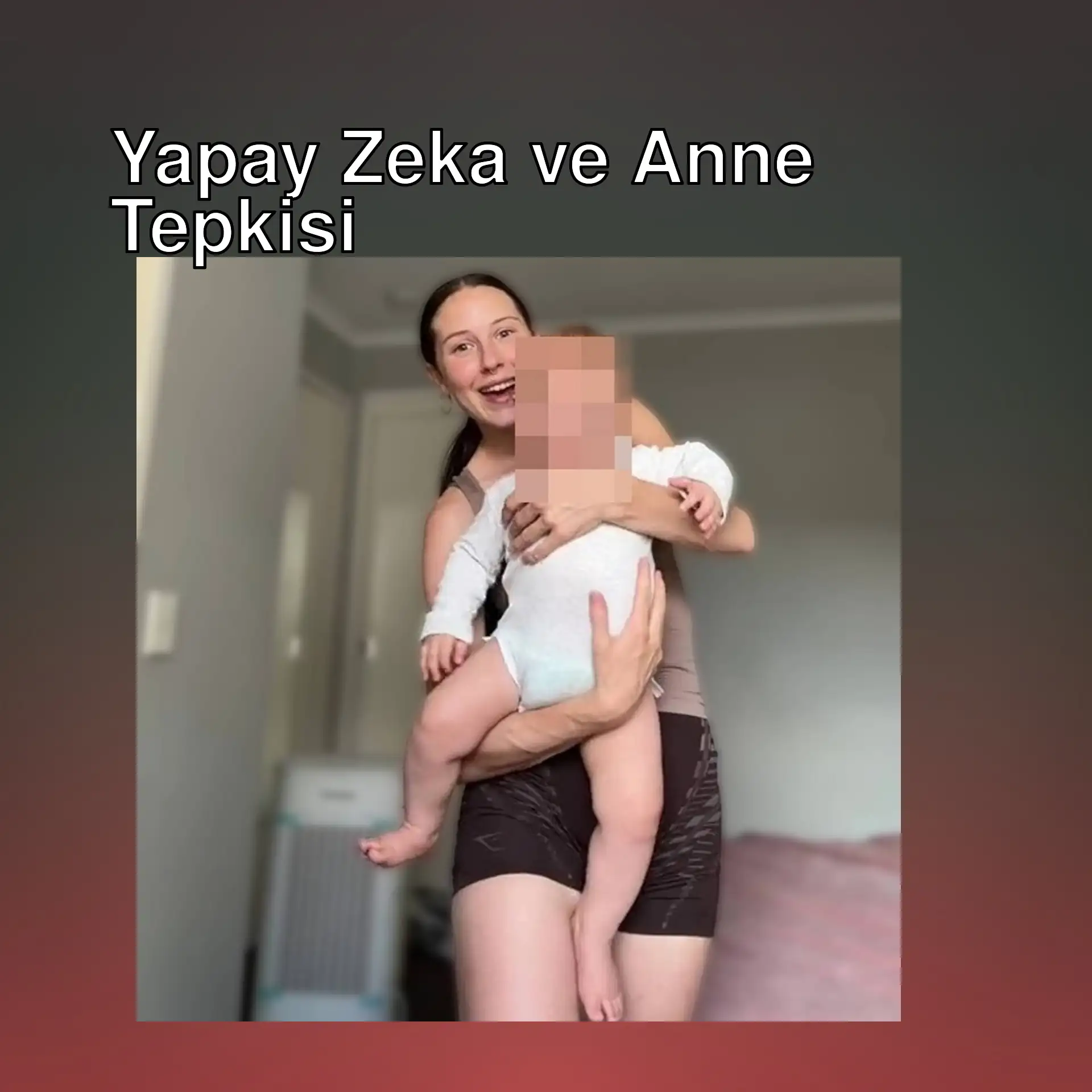Bir kadın bebeğini tutuyor.