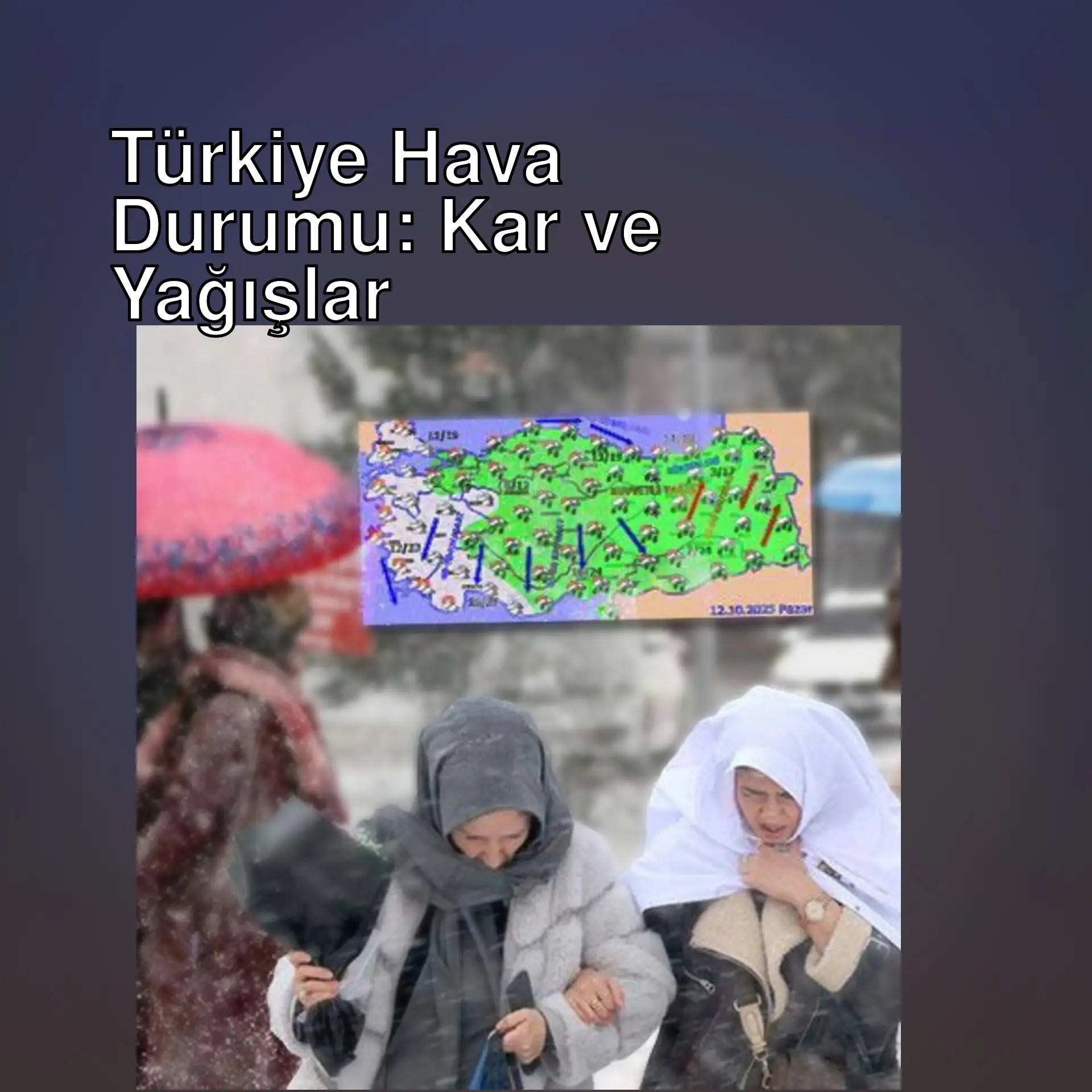 Karla kaplı bir alanda yürüyen bir grup insan.