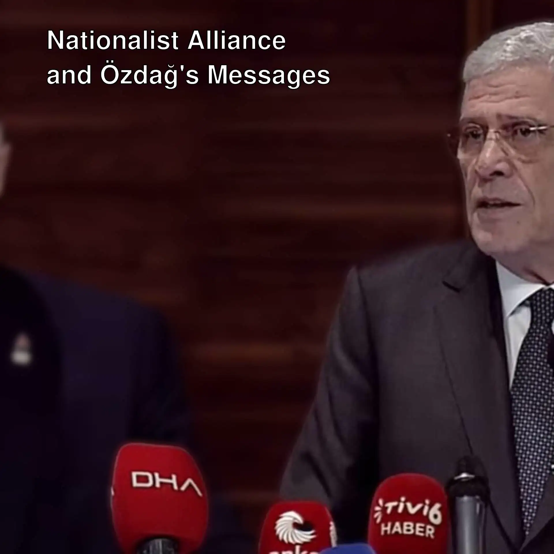 Ümit Özdağ and Müsavat Dervişoğlu speaking at the Nationalist Congress Association.