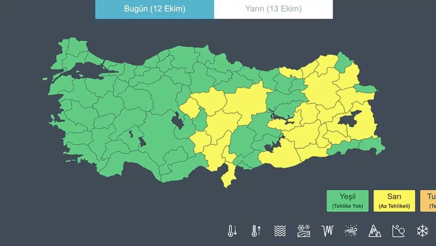 Türkiye haritası, farklı renklerle gösterilmiş bölgeler.
