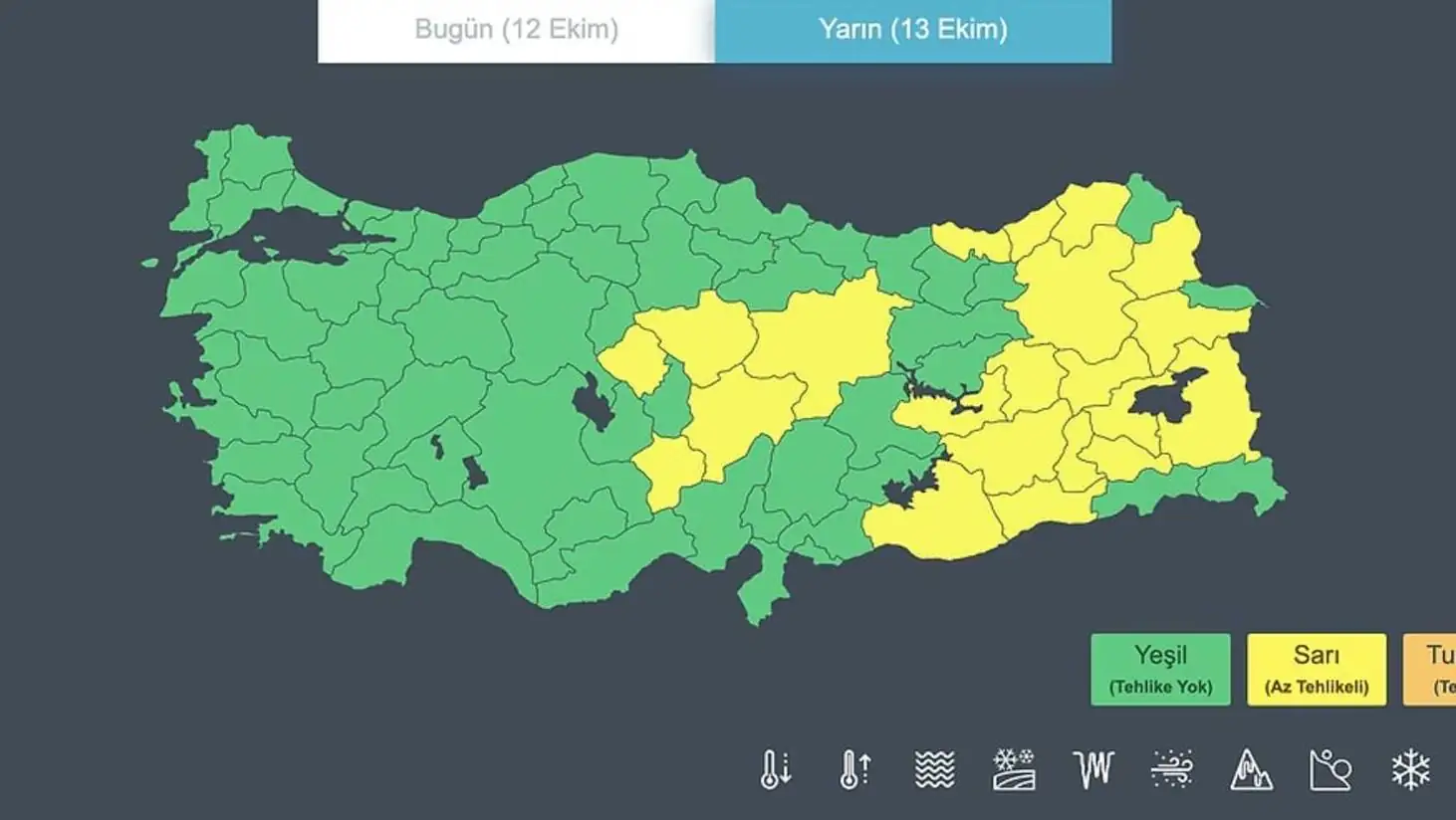 Türkiye haritası, farklı renklerle gösterilmiş bölgeler.