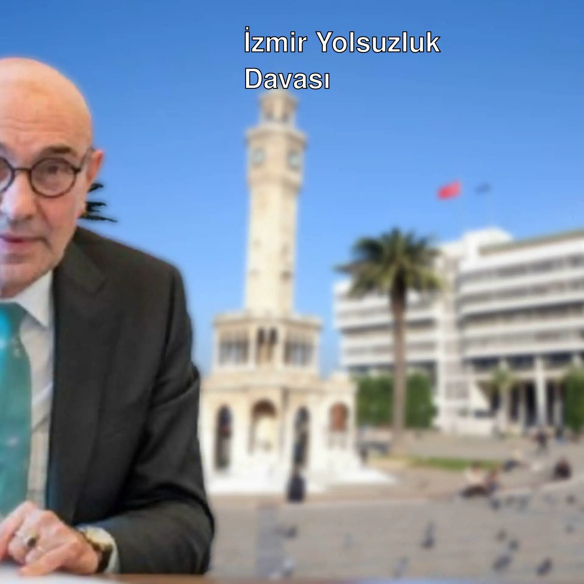 İzmir'deki yolsuzluk davasında bir adam resmi bir binanın önünde duruyor. İzmir'deki yolsuzluk davasında bir adam resmi bir binanın önünde duruyor.
