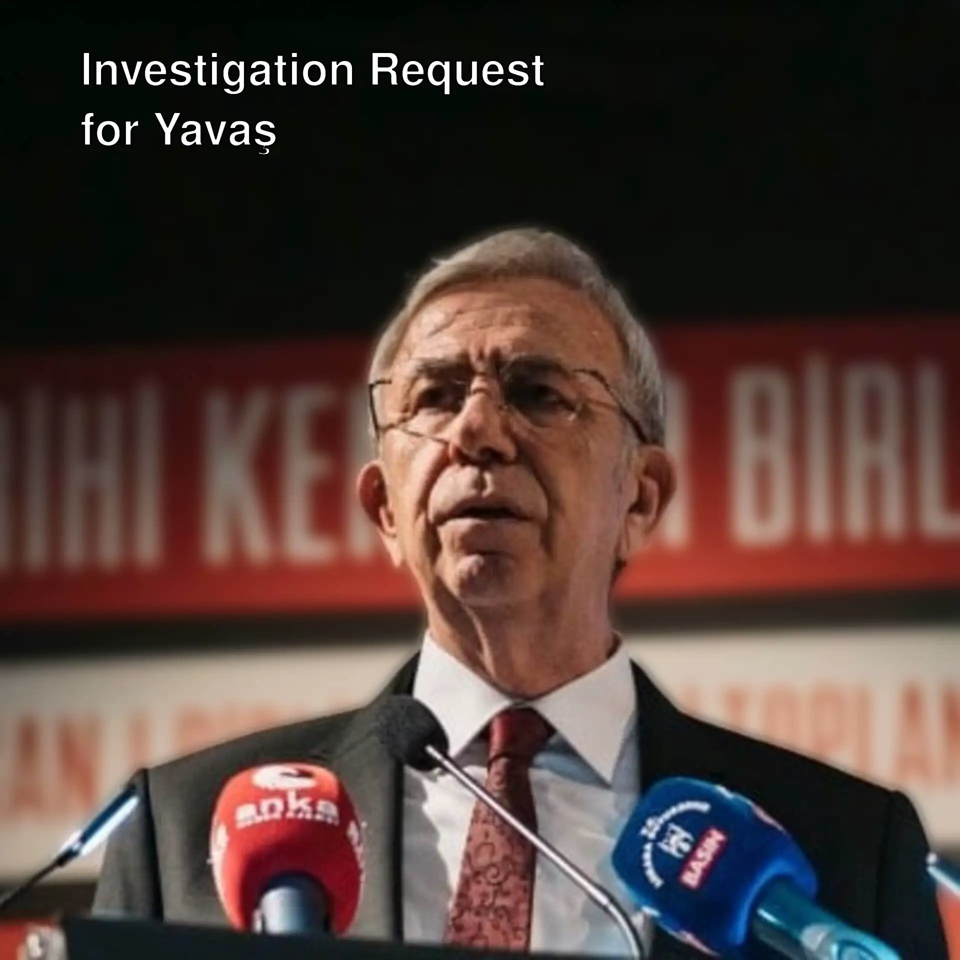 Mansur Yavaş speaking into a microphone. Mansur Yavaş speaking into a microphone.