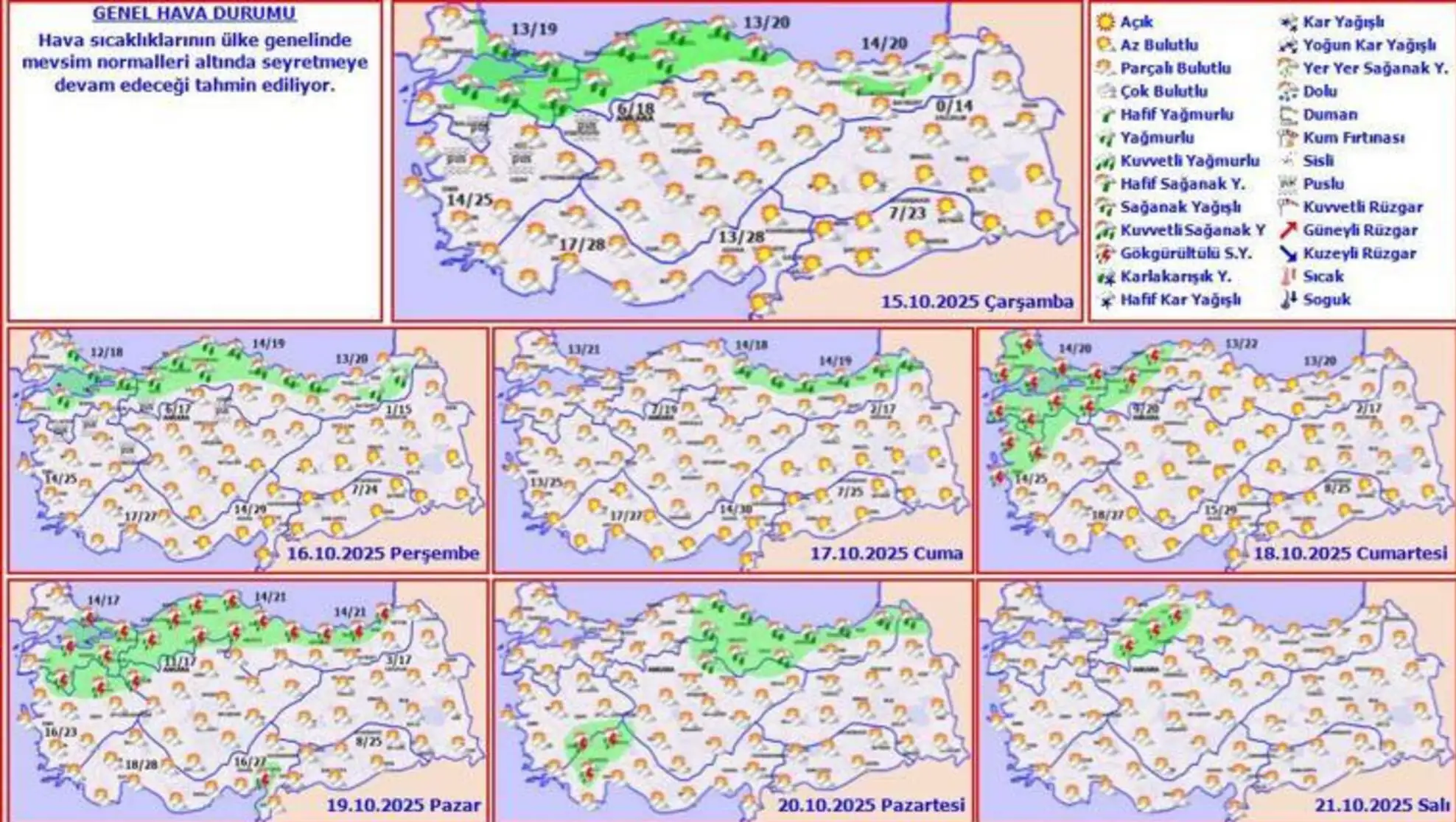 Map of Turkey with different weather conditions. Map of Turkey with different weather conditions.