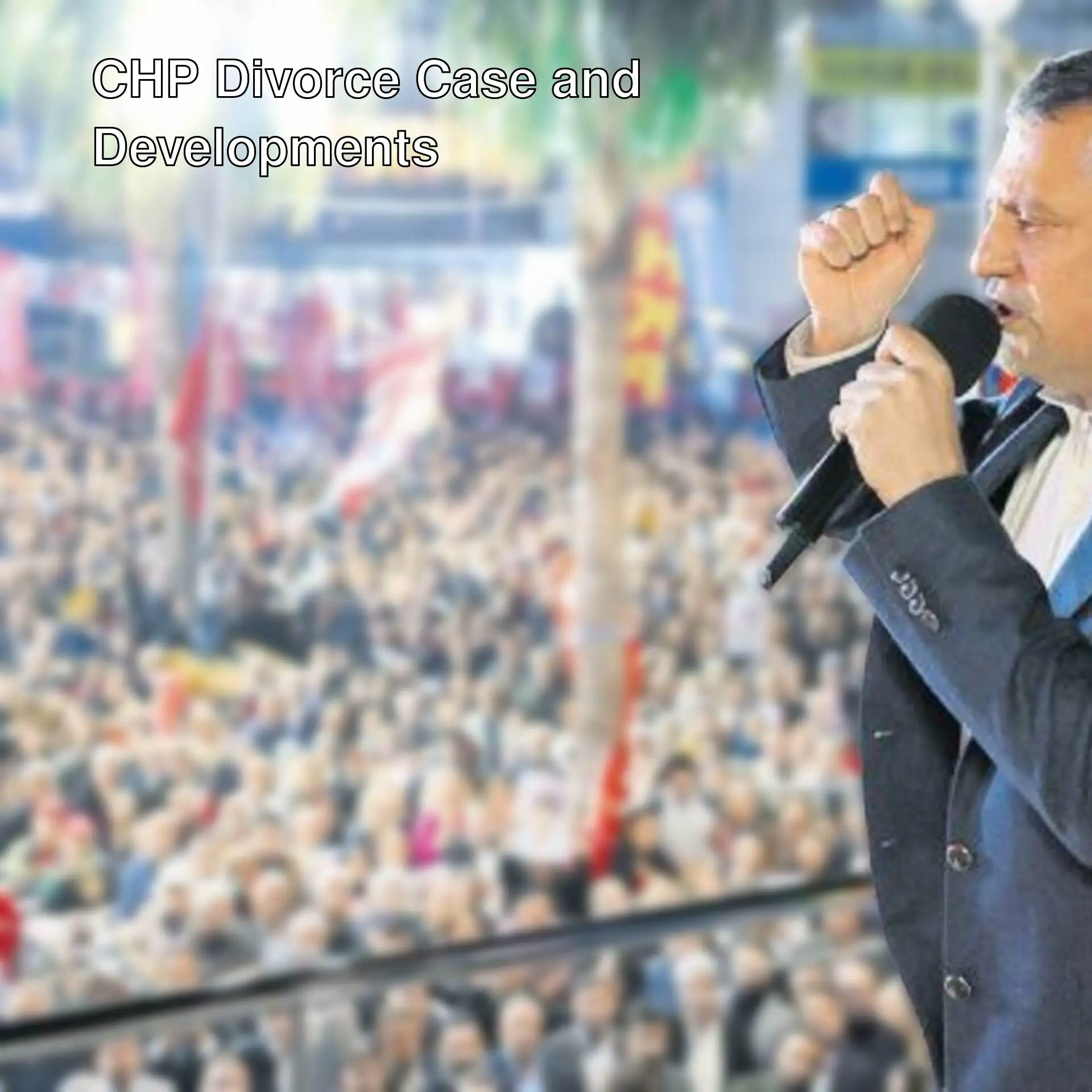 CHP Chairman Özgür Özel speaking to a large crowd. CHP Chairman Özgür Özel speaking to a large crowd.