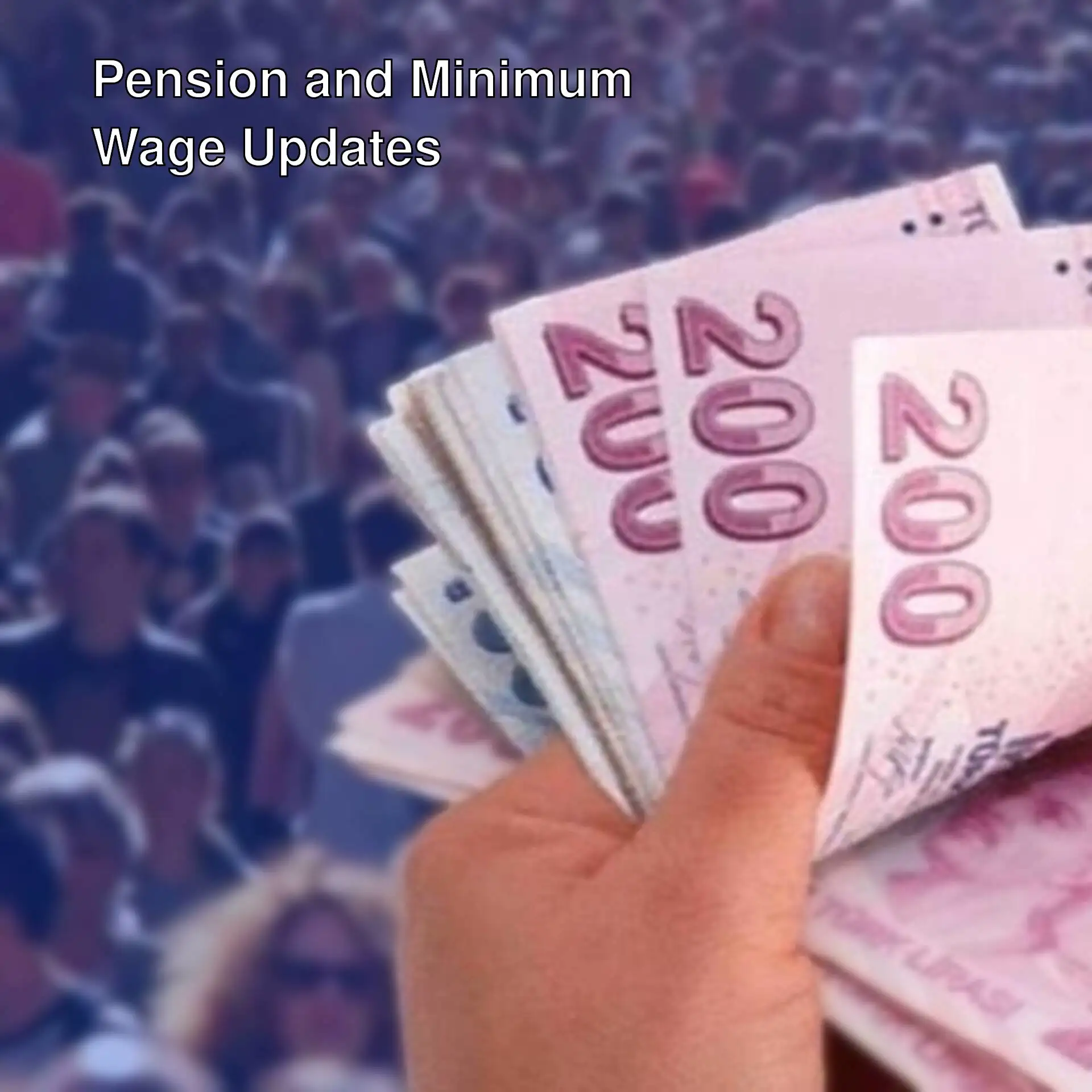 A hand holding money. News about pension and minimum wage. A hand holding money. News about pension and minimum wage.