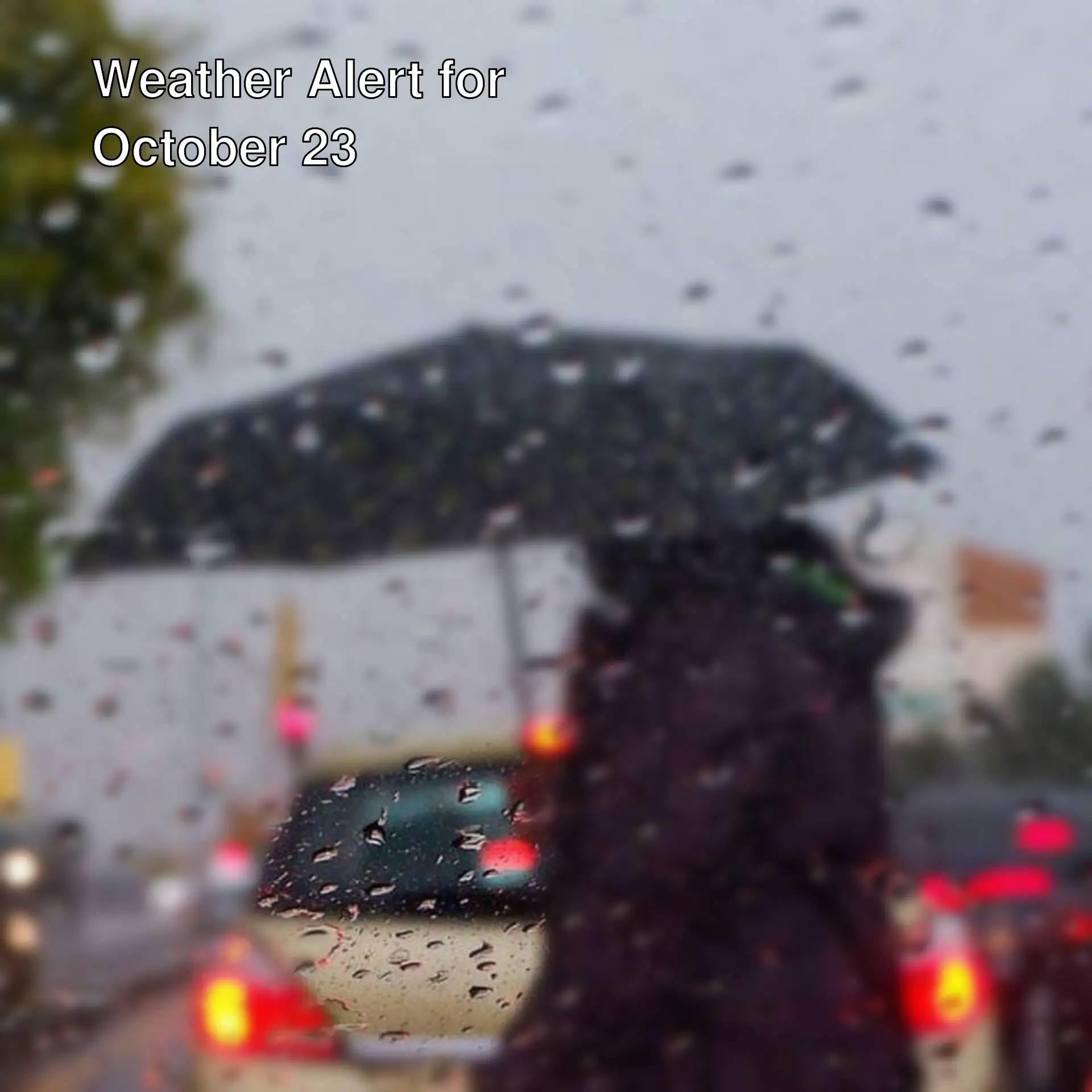 A person holding an umbrella in the rain. A person holding an umbrella in the rain.