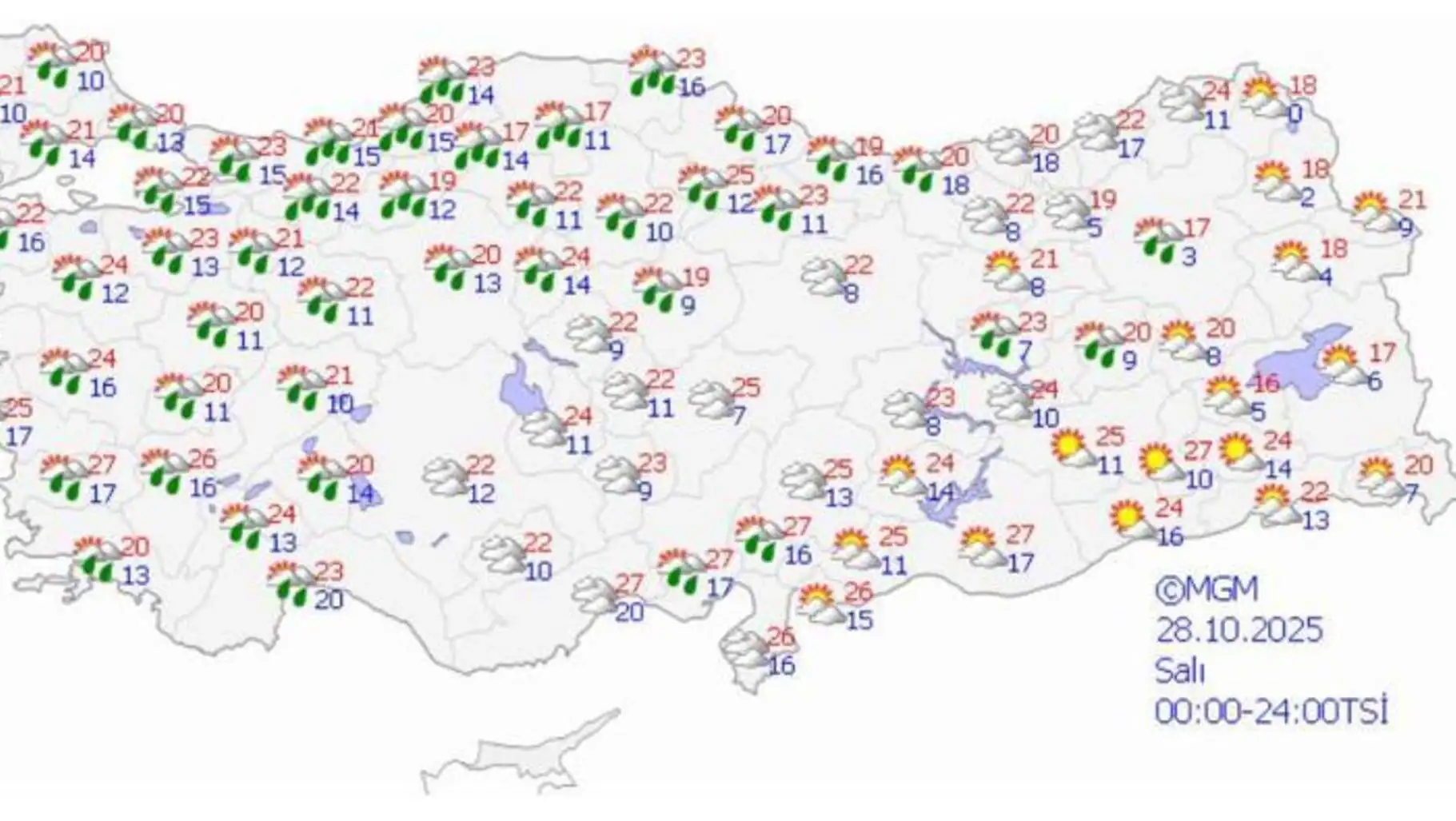 Hava durumu haritası. Hava durumu haritası.