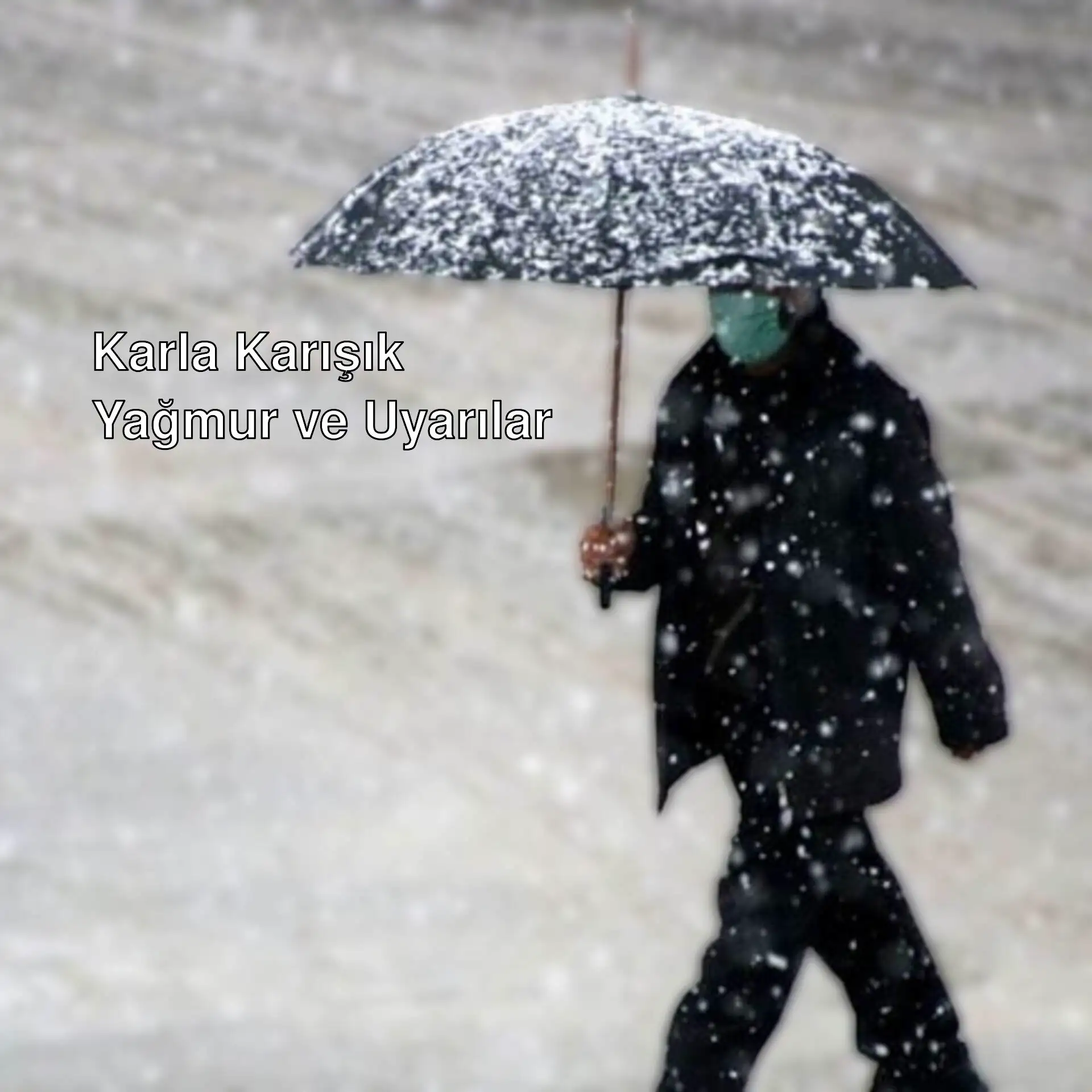 Karla karışık yağmur uyarısı yapan bir kişi. Karla karışık yağmur uyarısı yapan bir kişi.