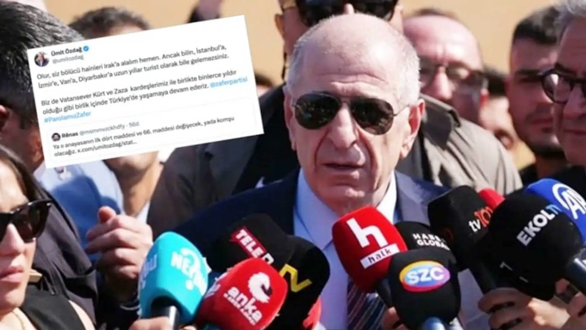 Ümit Özdağ, basın toplantısında açıklama yapıyor.