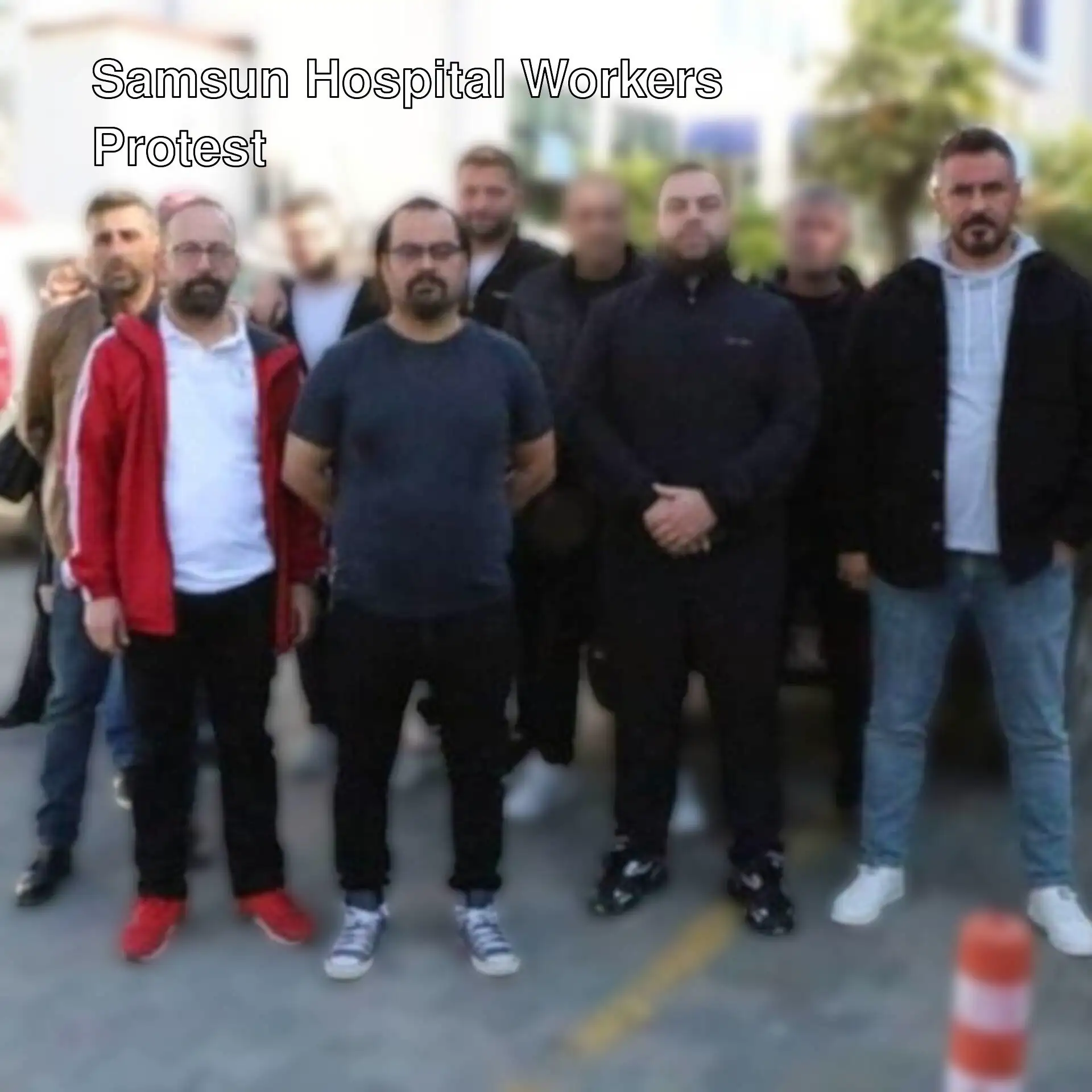 Private hospital workers gathered in Samsun. Private hospital workers gathered in Samsun.