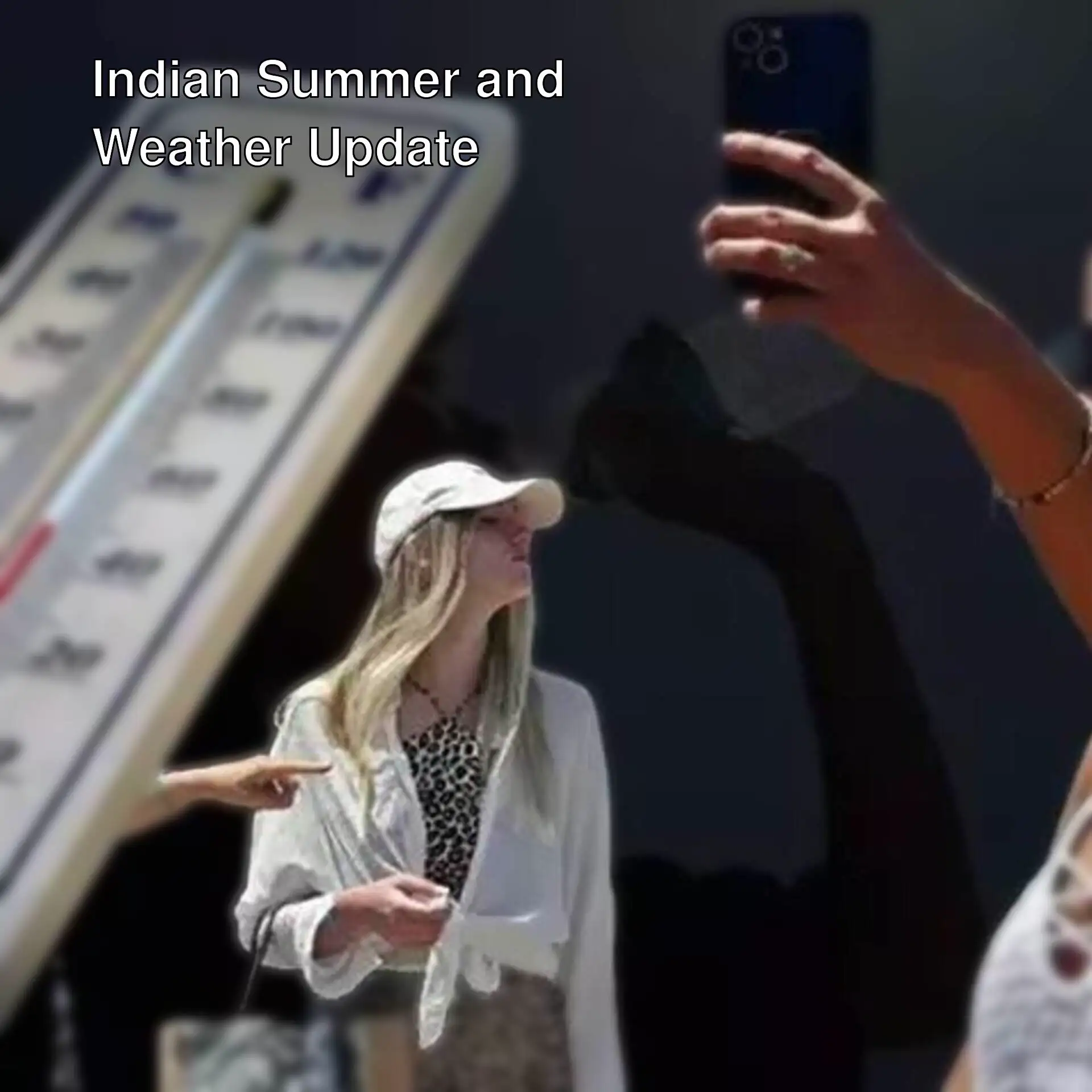 A woman taking a selfie with a thermometer. A woman taking a selfie with a thermometer.