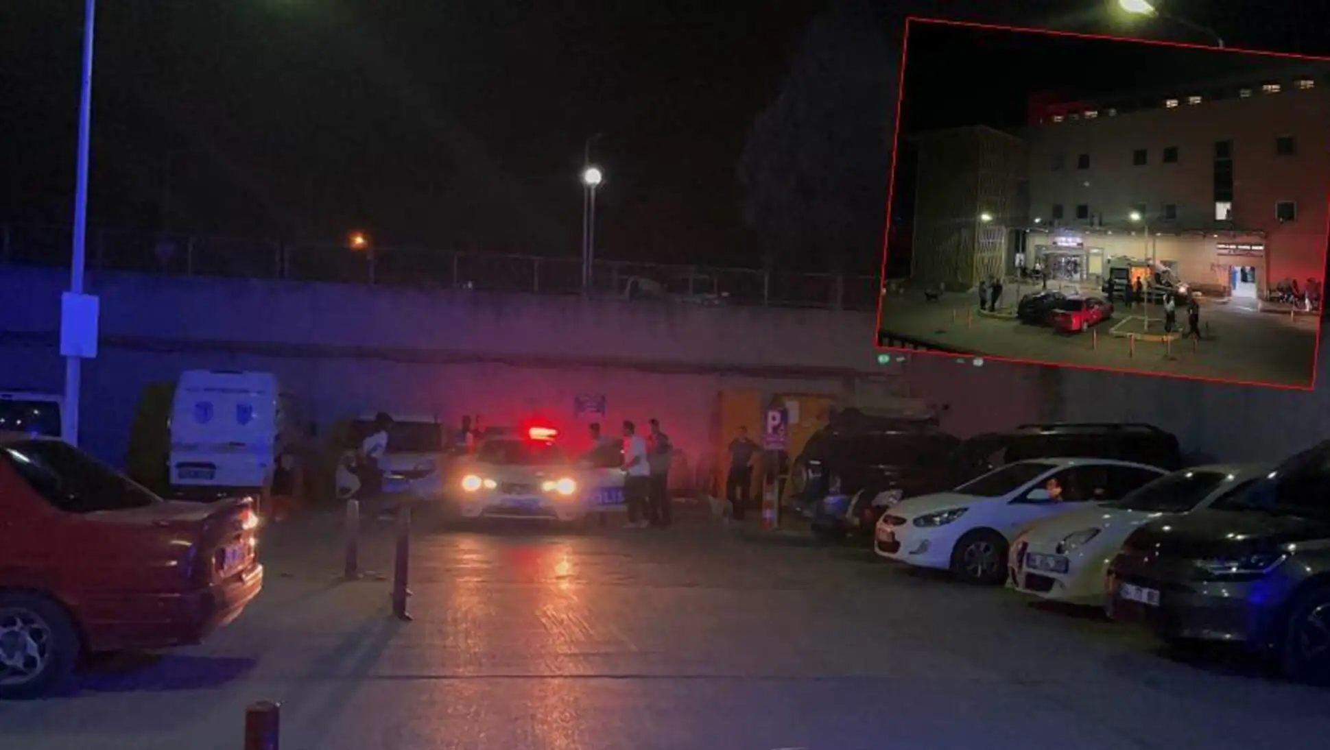 Police car at the scene of the incident.