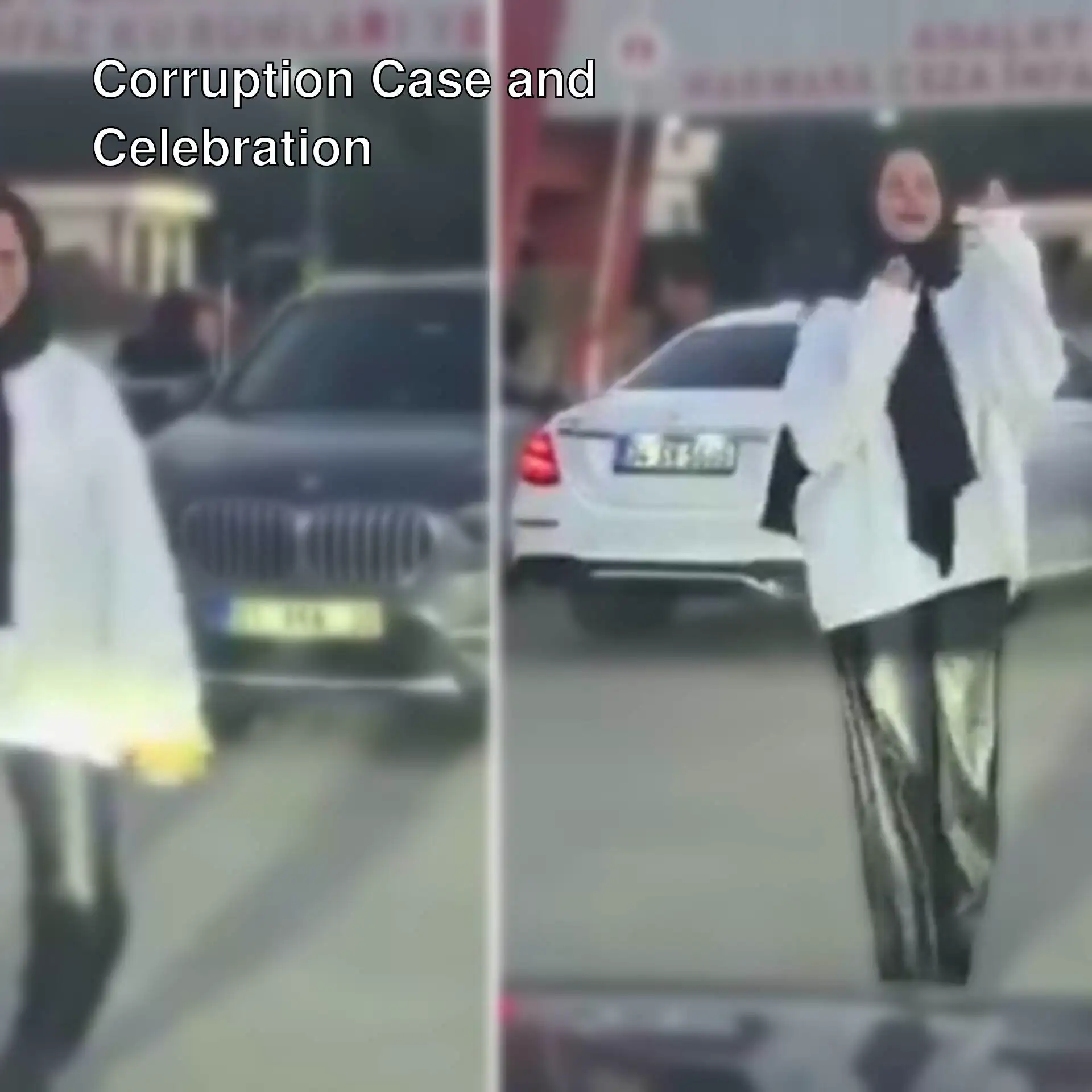 A woman celebrating in front of Silivri Prison. A woman celebrating in front of Silivri Prison.