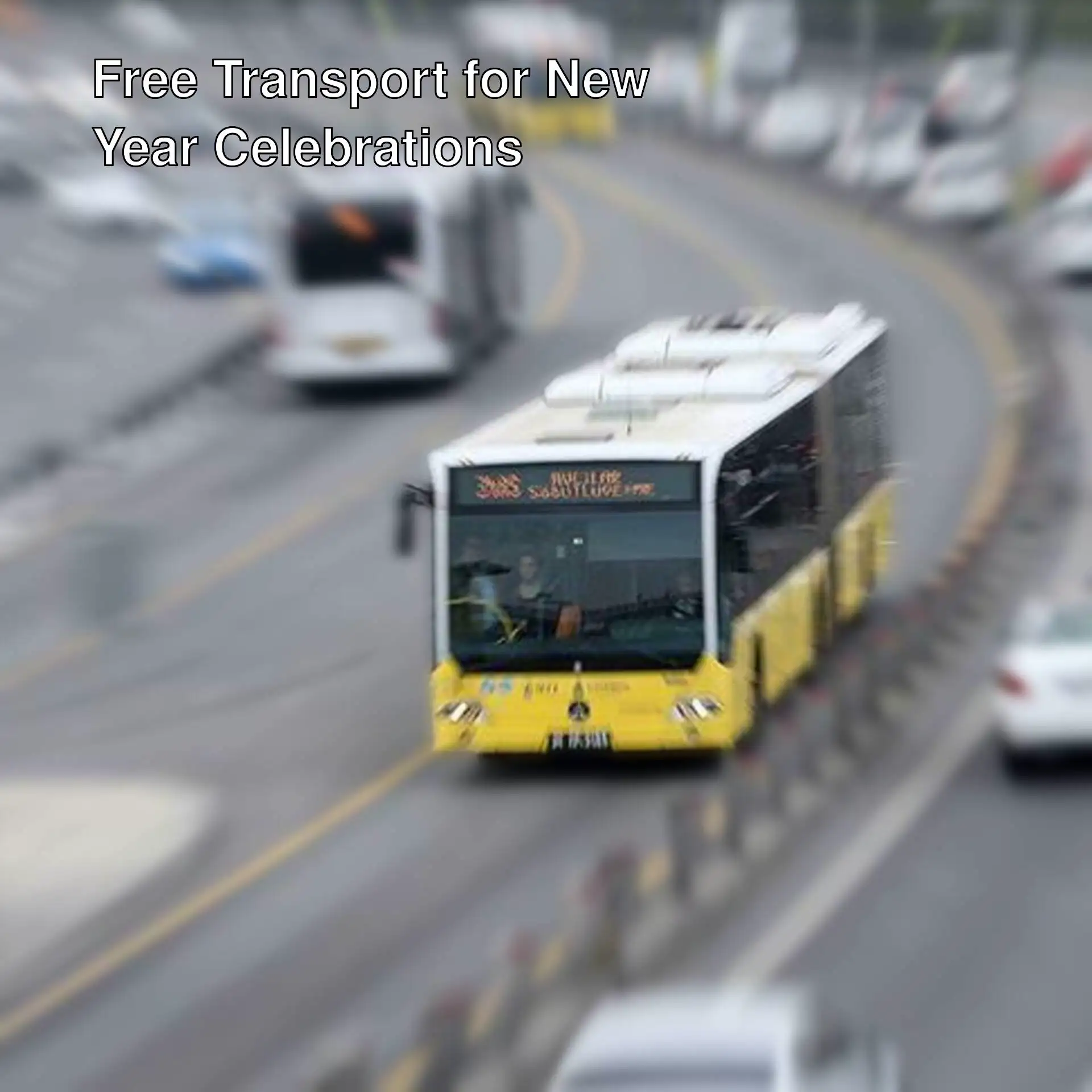 A bus and cars on a road in Istanbul.