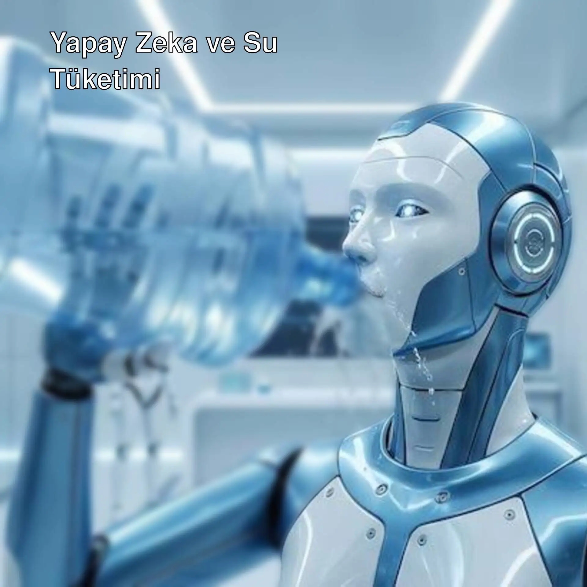 Yapay zeka robotu su içiyor.