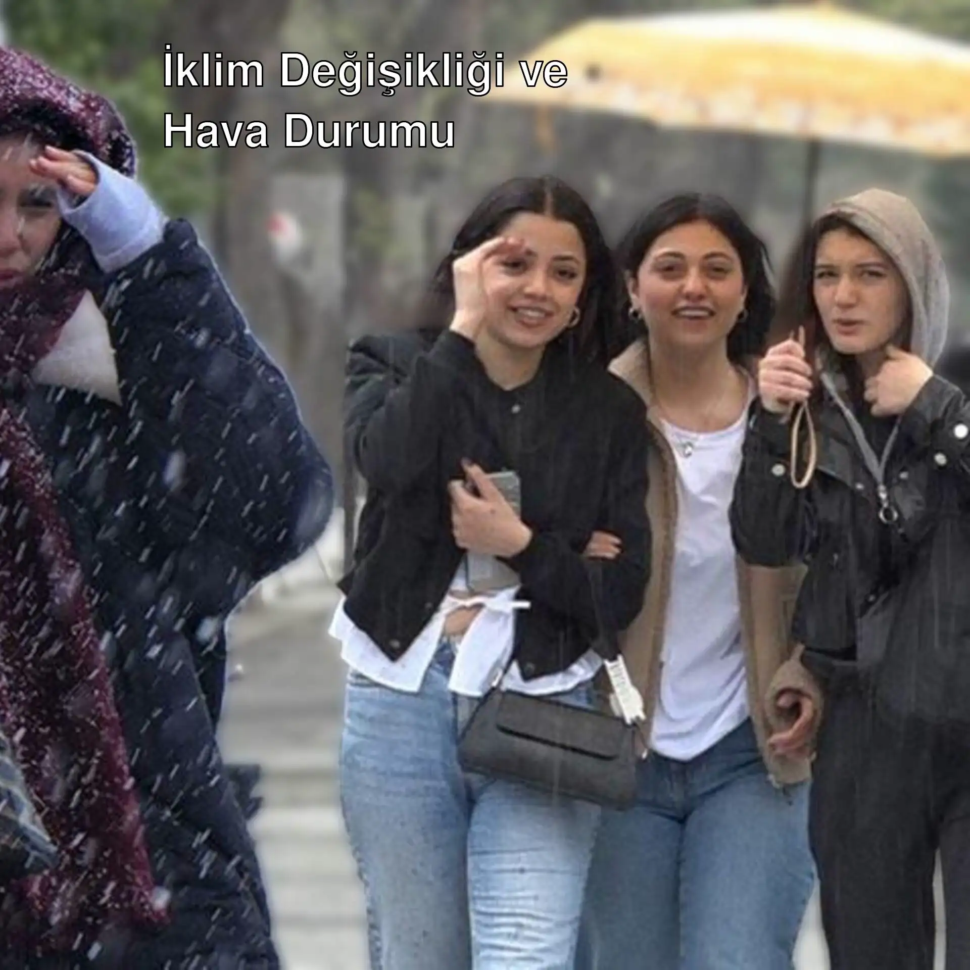 Karla kaplı bir yolda yürüyen kadınlar. Karla kaplı bir yolda yürüyen kadınlar.