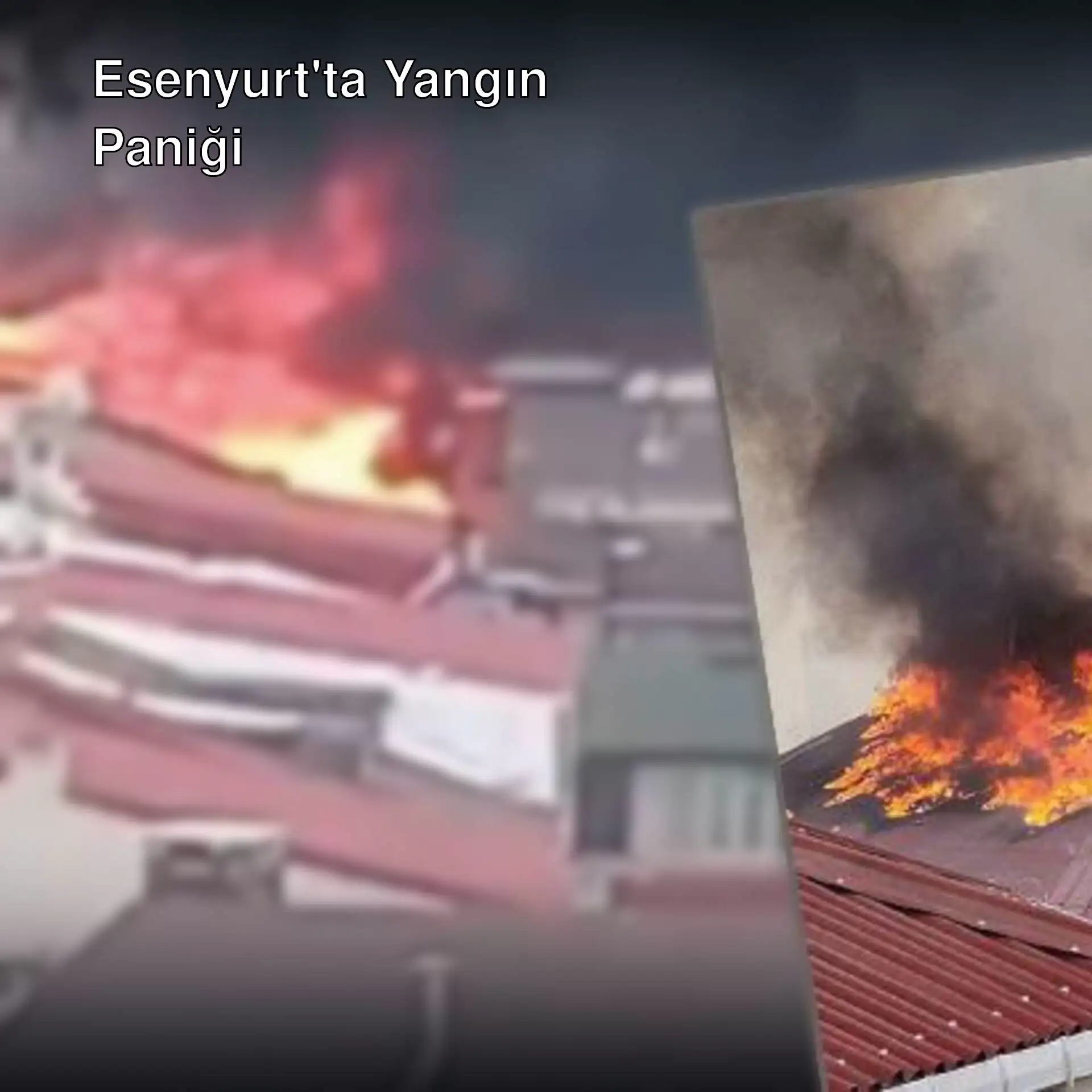 Bir binanın çatısında yangın Bir binanın çatısında yangın