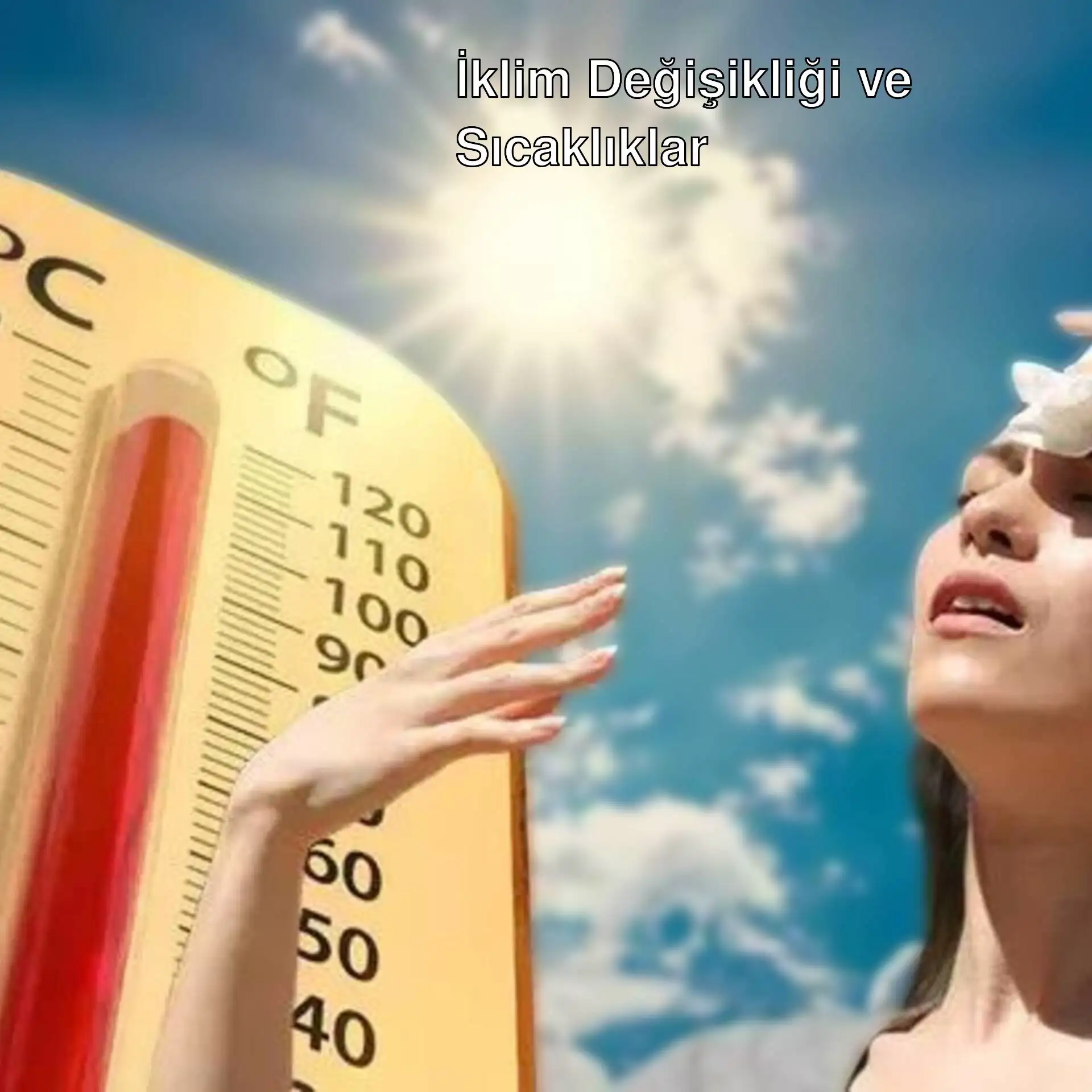 Bir kadın termometre tutuyor. Bir kadın termometre tutuyor.