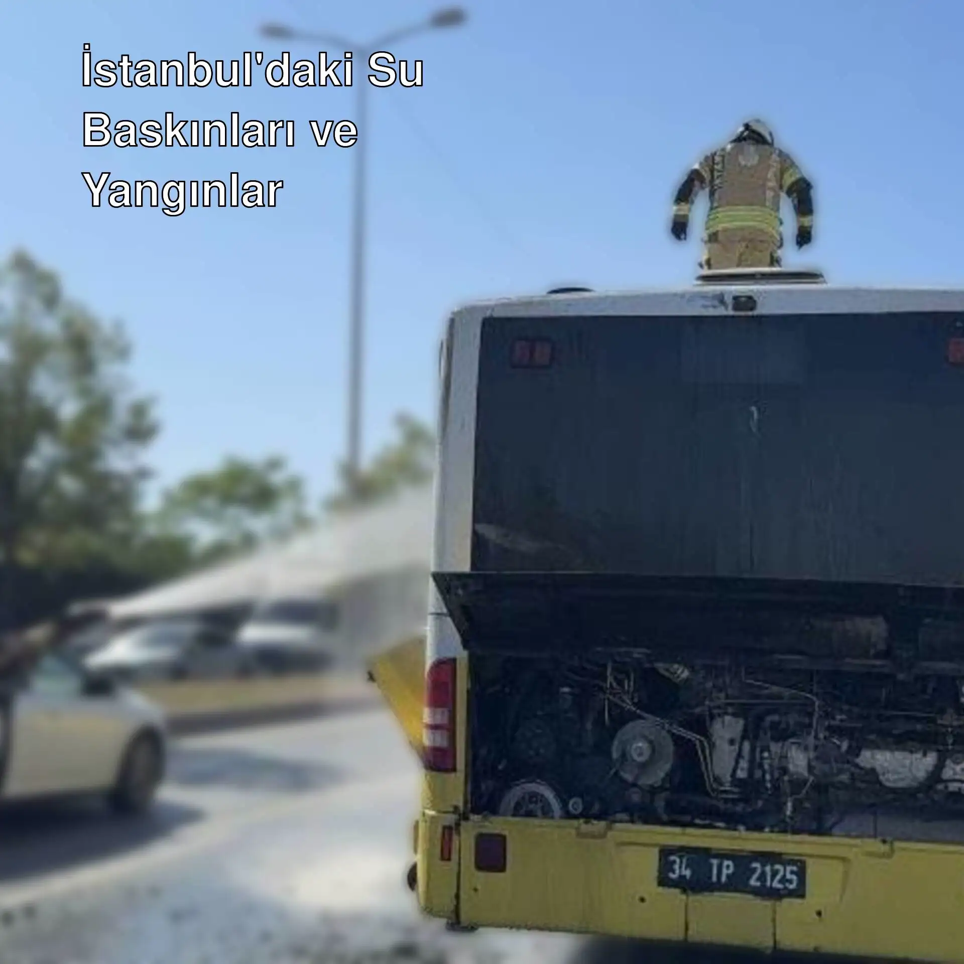 İstanbul'da bir otobüs yangını. İtfaiye müdahale ediyor. İstanbul'da bir otobüs yangını. İtfaiye müdahale ediyor.