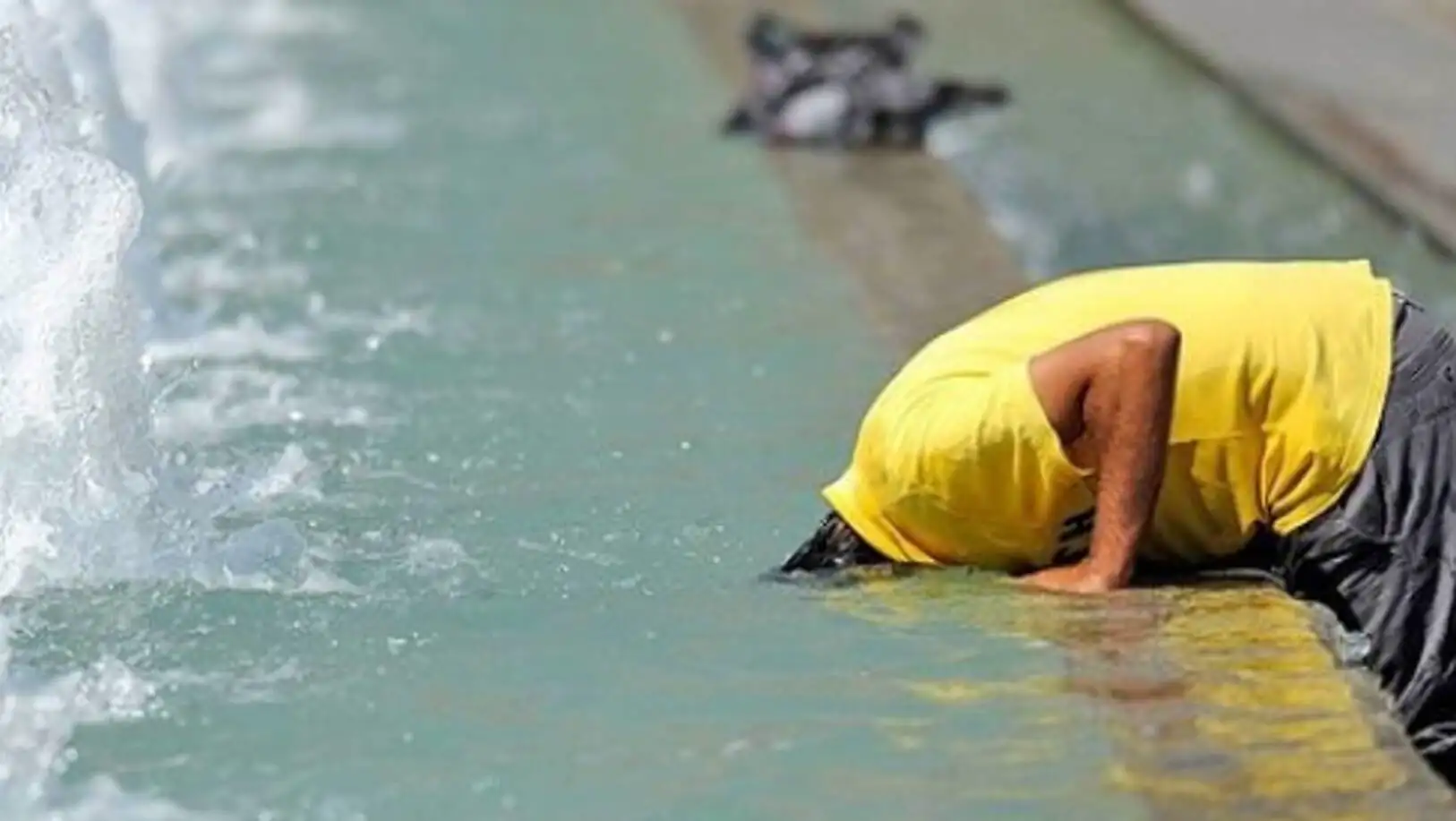 A man entering the water due to heat waves. A man entering the water due to heat waves.