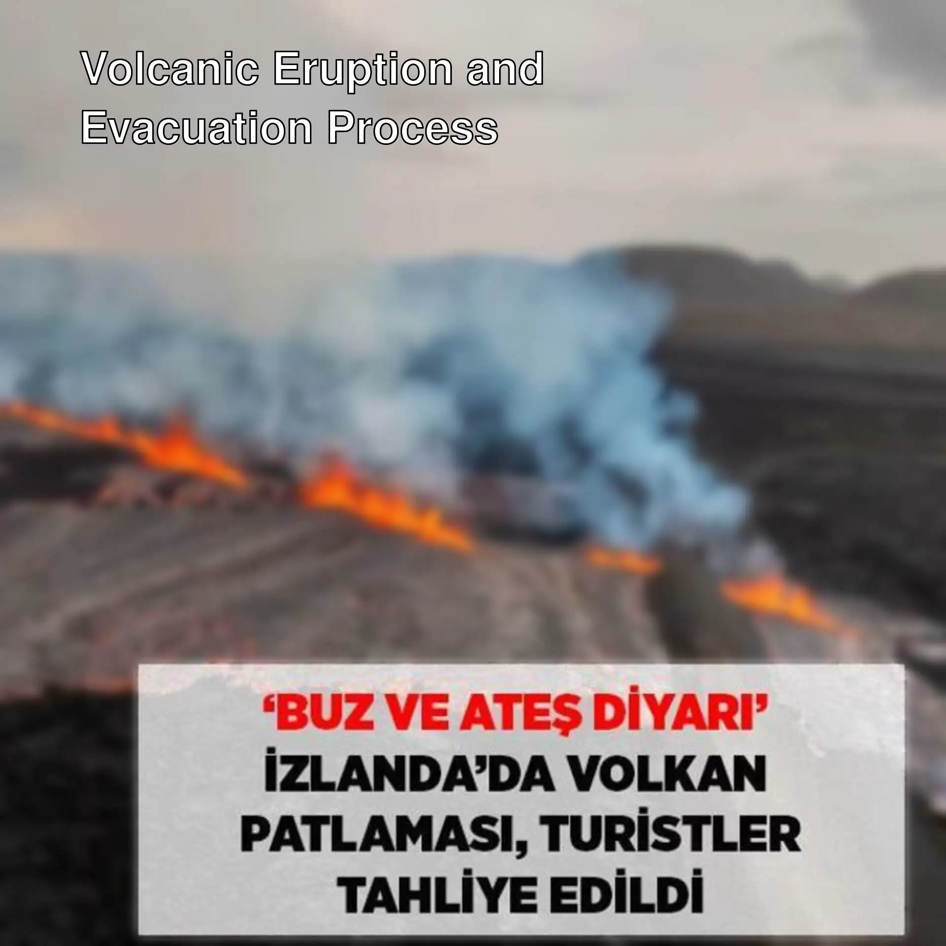 Volcanic eruption in Iceland, fire in a valley. Volcanic eruption in Iceland, fire in a valley.