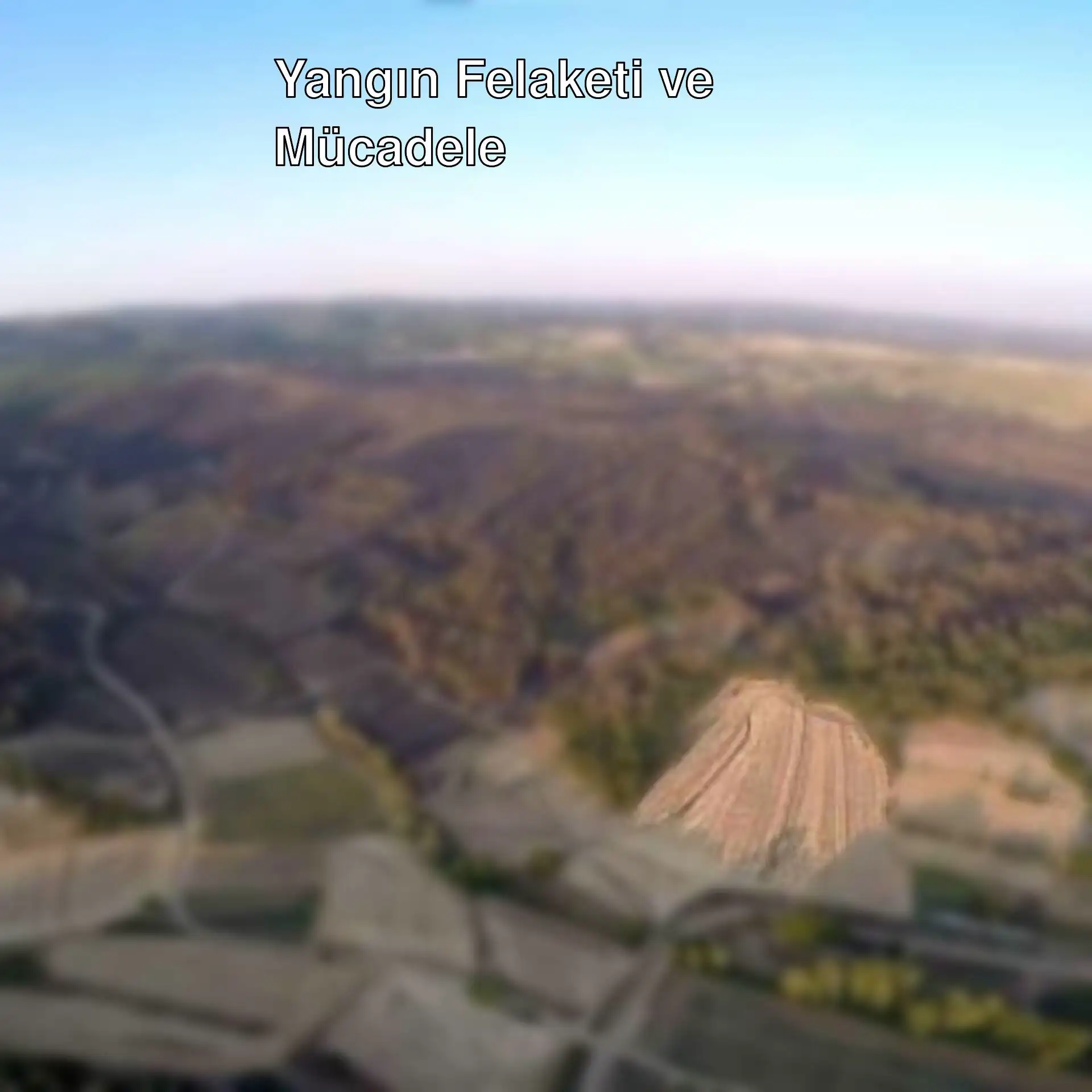 Keşan'daki yangın alanının havadan görüntüsü.