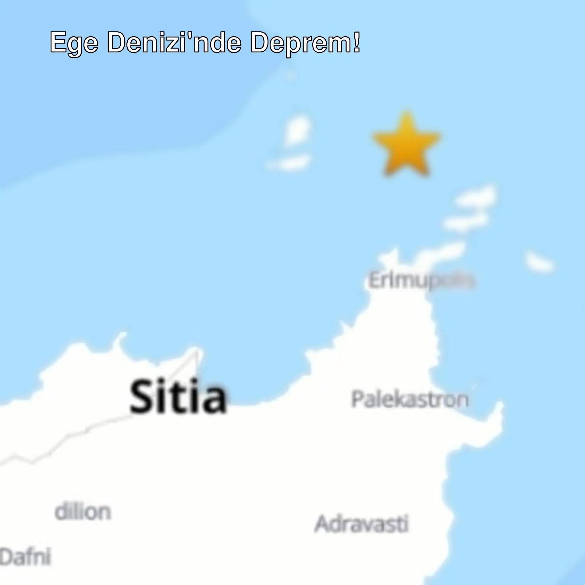 Ege Denizi'nde meydana gelen depremin haritası.